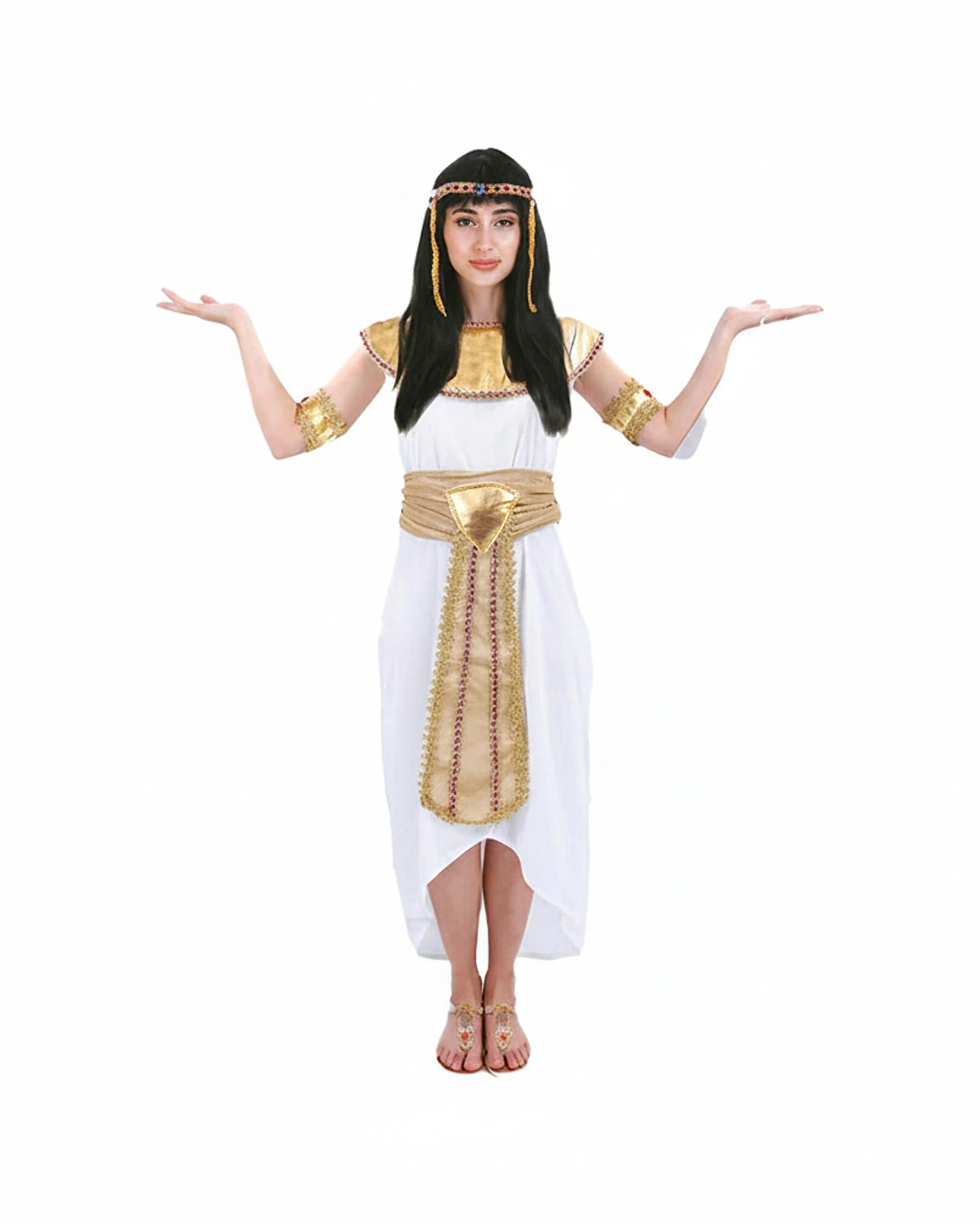 1 JD Party Adult Egyptian Queen Costume Complete Set S/M - White, 1 of 1