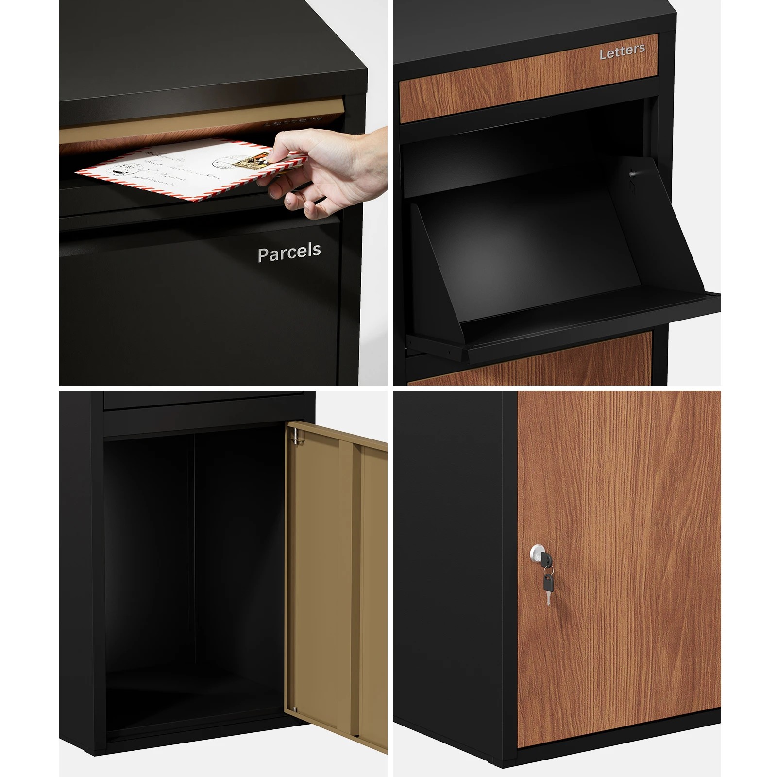 4 Oikiture Steel Parcel Letterbox Drop Box Package Lockable Storage - Multi, 4 of 5