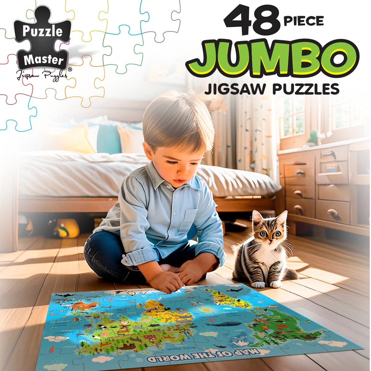 5 Puzzle Master 48 Piece Jumbo Floor Puzzle World Map, 5 of 7