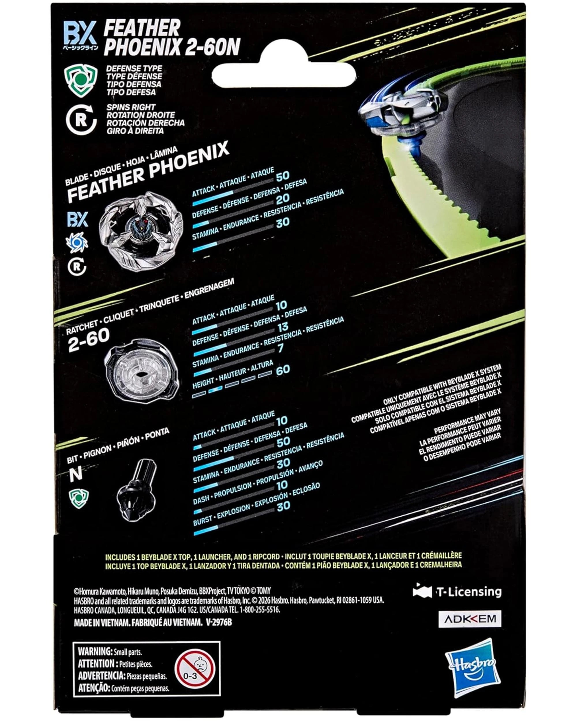4 Beyblade X BX Starter Pack Feather Phoenix 2-60N, 4 of 4