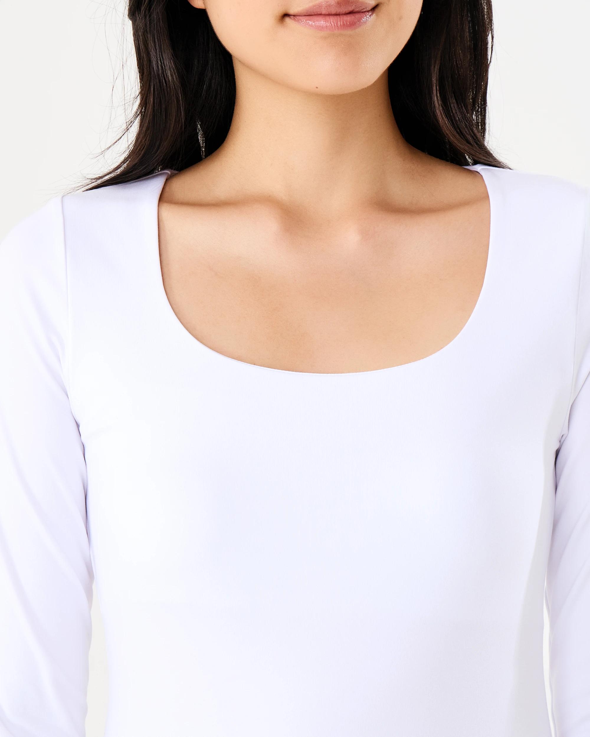 5 Long Sleeve Square Neck Bodysuit White, 5 of 5