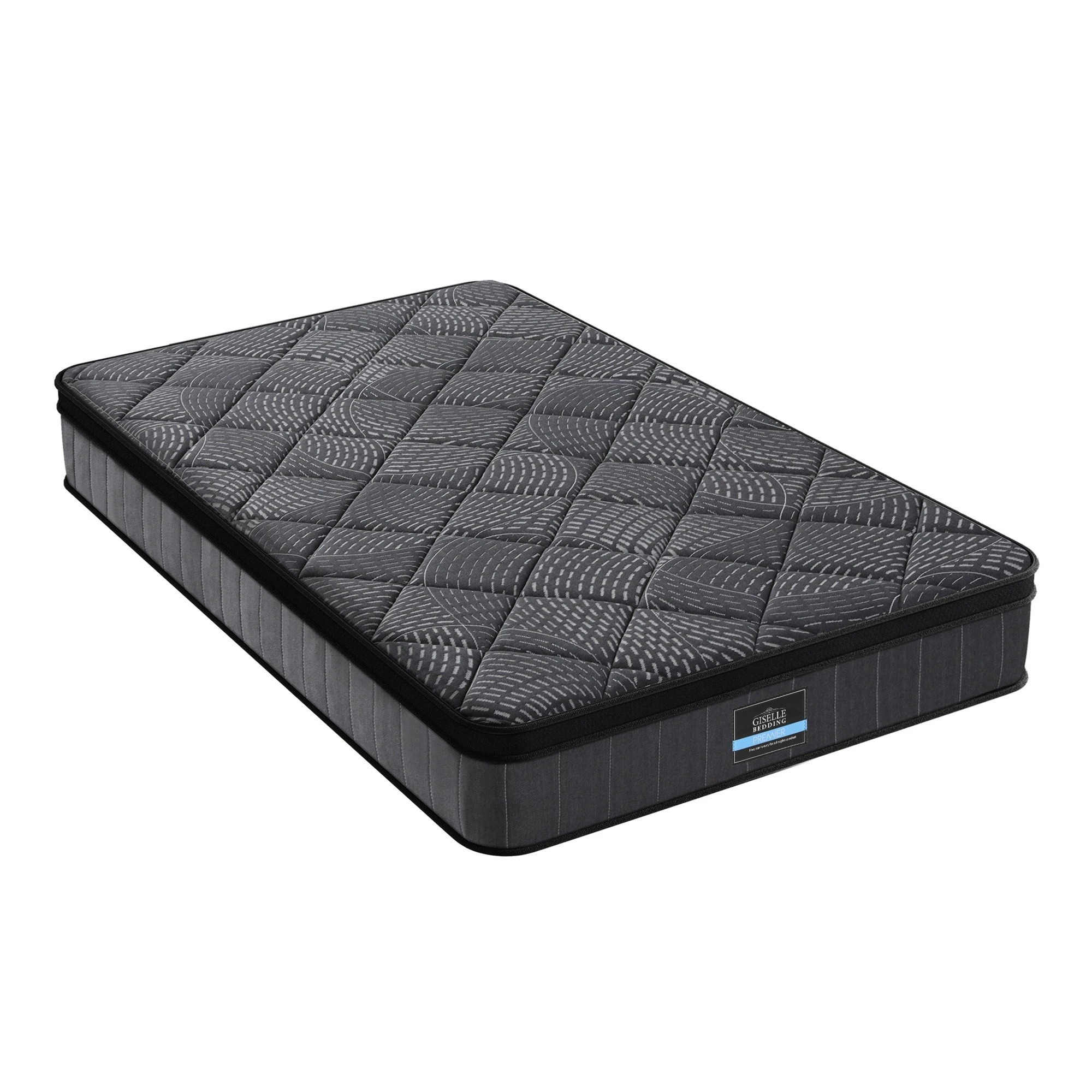 3 Giselle Bedding Single Mattress 25cm Pocket Spring Latex Euro Top Medium Firm - Single Bed - Black, 3 of 3