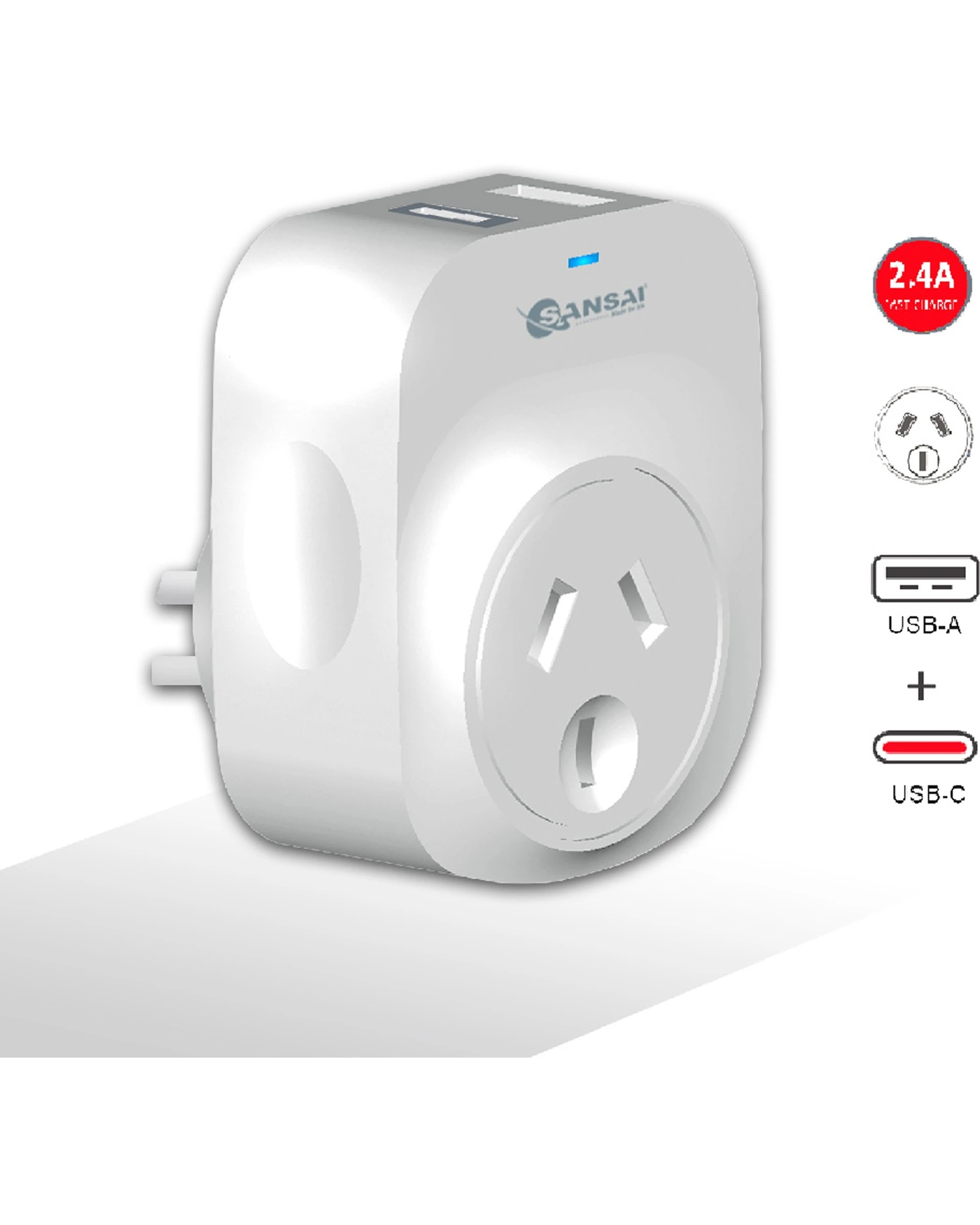 2 Sansai Portable Wall Charger 22.5W USB-C With LED Indicator - Assorted, 2 of 3
