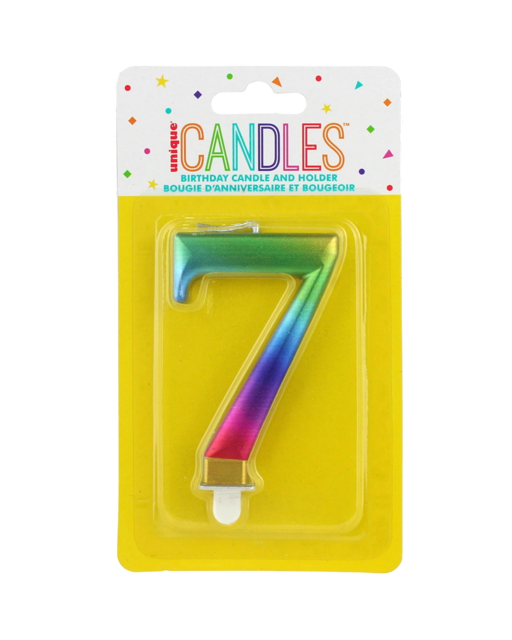 1 Unique Metallic Rainbow Number 7 Candle - Metallic, 1 of 1
