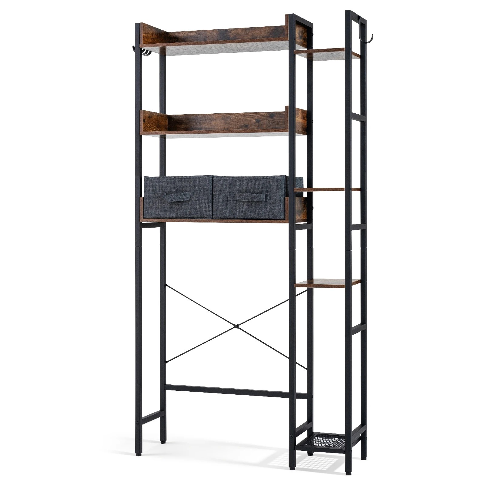 1 Costway 7-Tier Over the Toilet Storage Rack w/2 Fabric Drawers Bathroom Organizer, 1 of 7