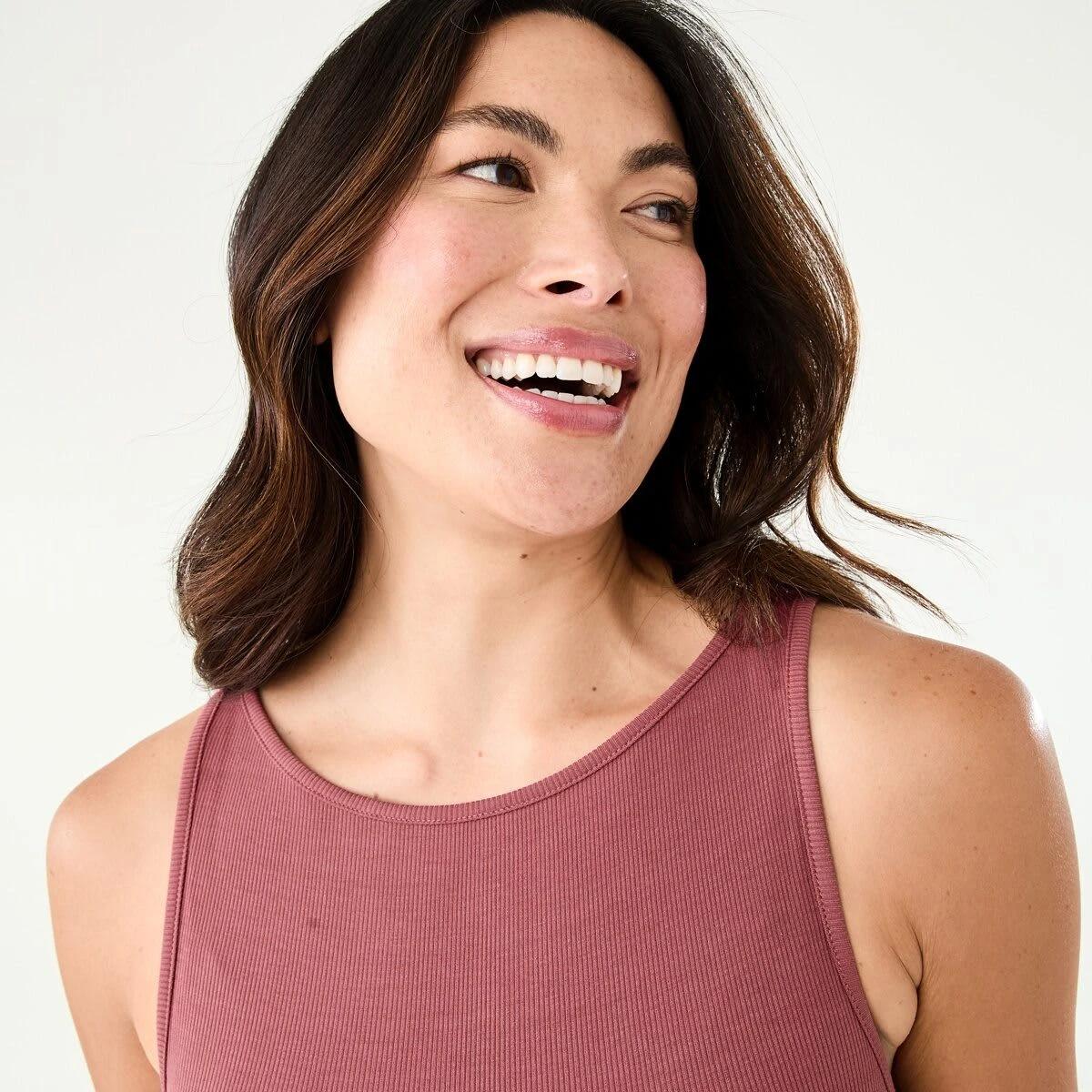 6 Sleeveless Rib Boat Neck Top Dried Red, 6 of 8