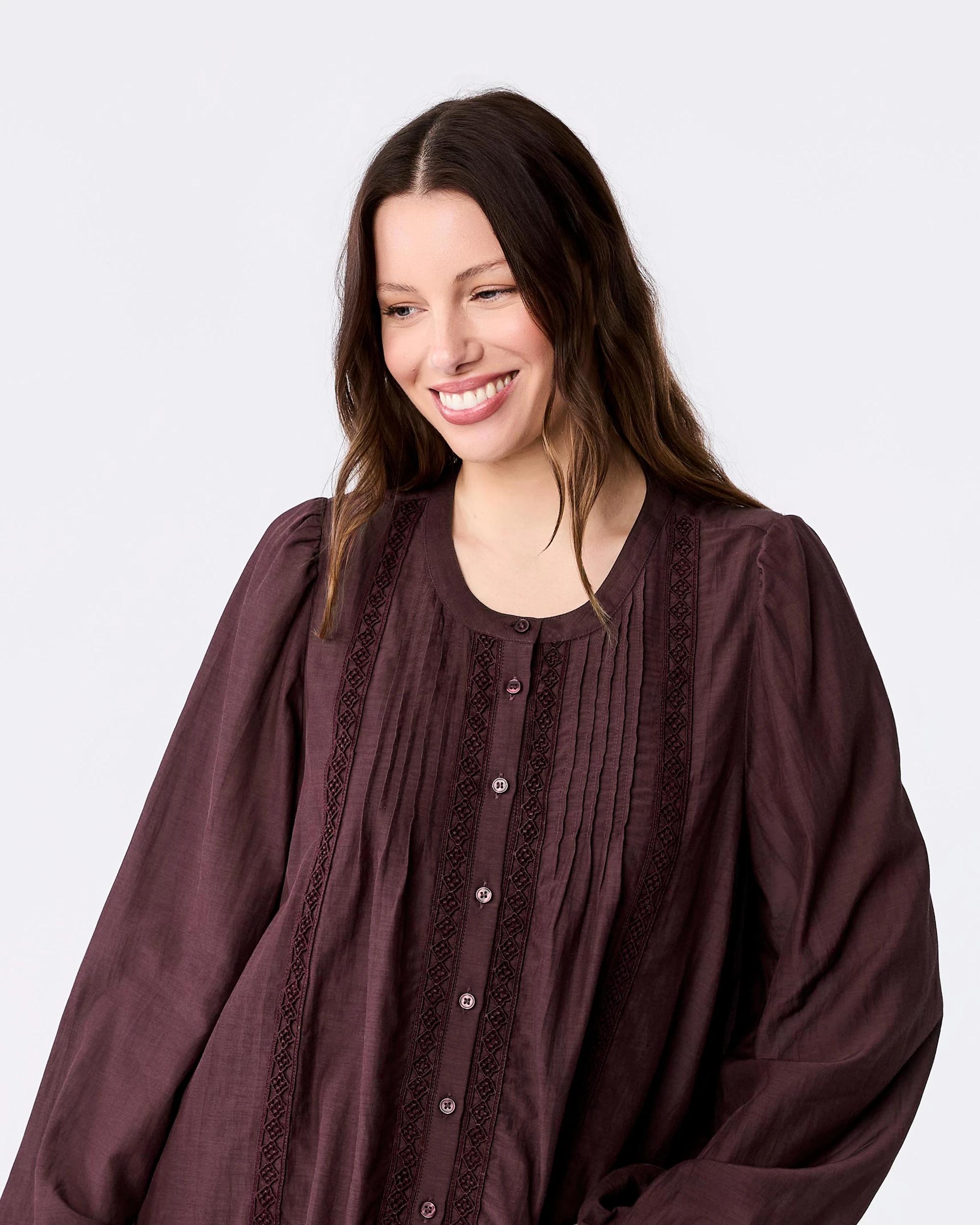 4 Long Sleeve Lace Trim Boho Top Fudge, 4 of 5