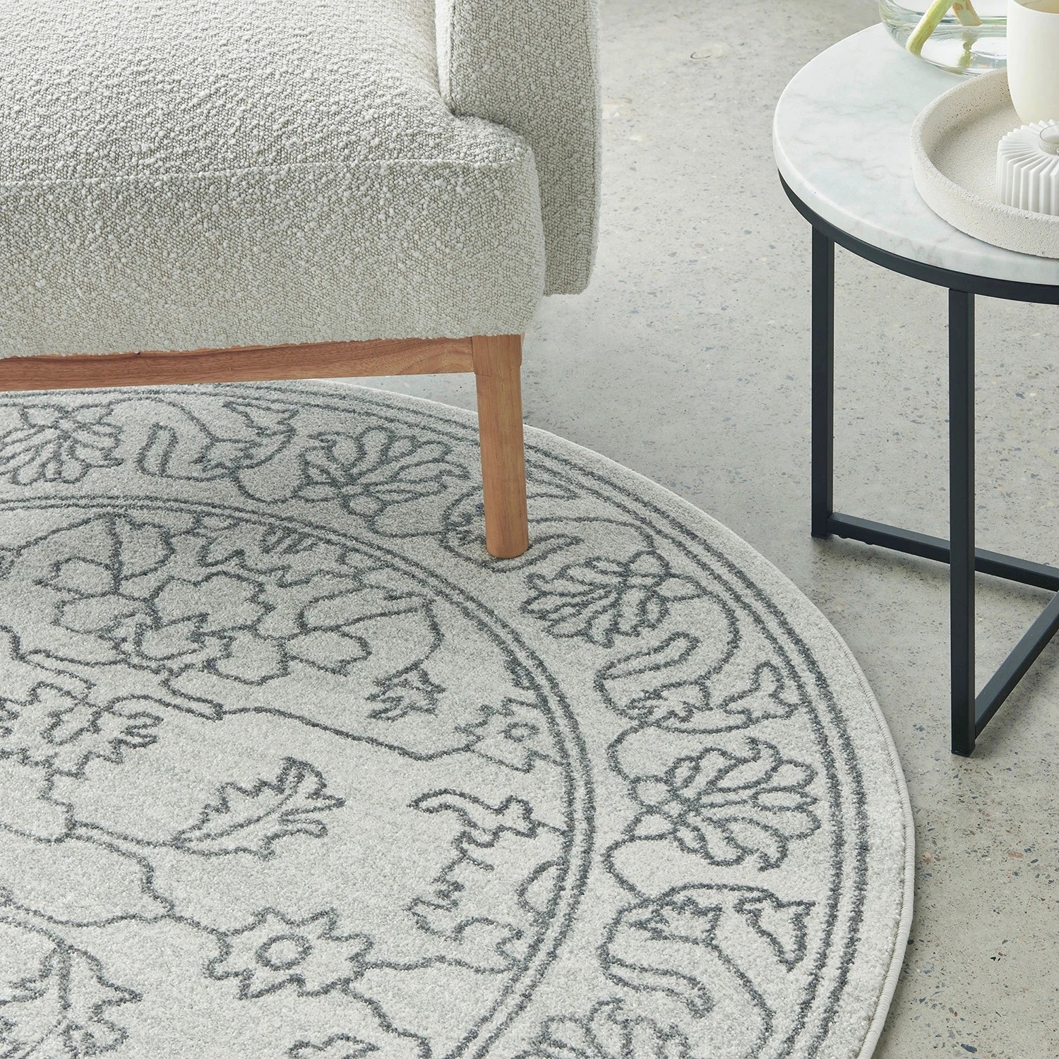 3 Common Ground Rugs Elysium Bjorn 200x200cm - Medium Round Power Loomed Pet Friendly Rug - Natural, 3 of 7