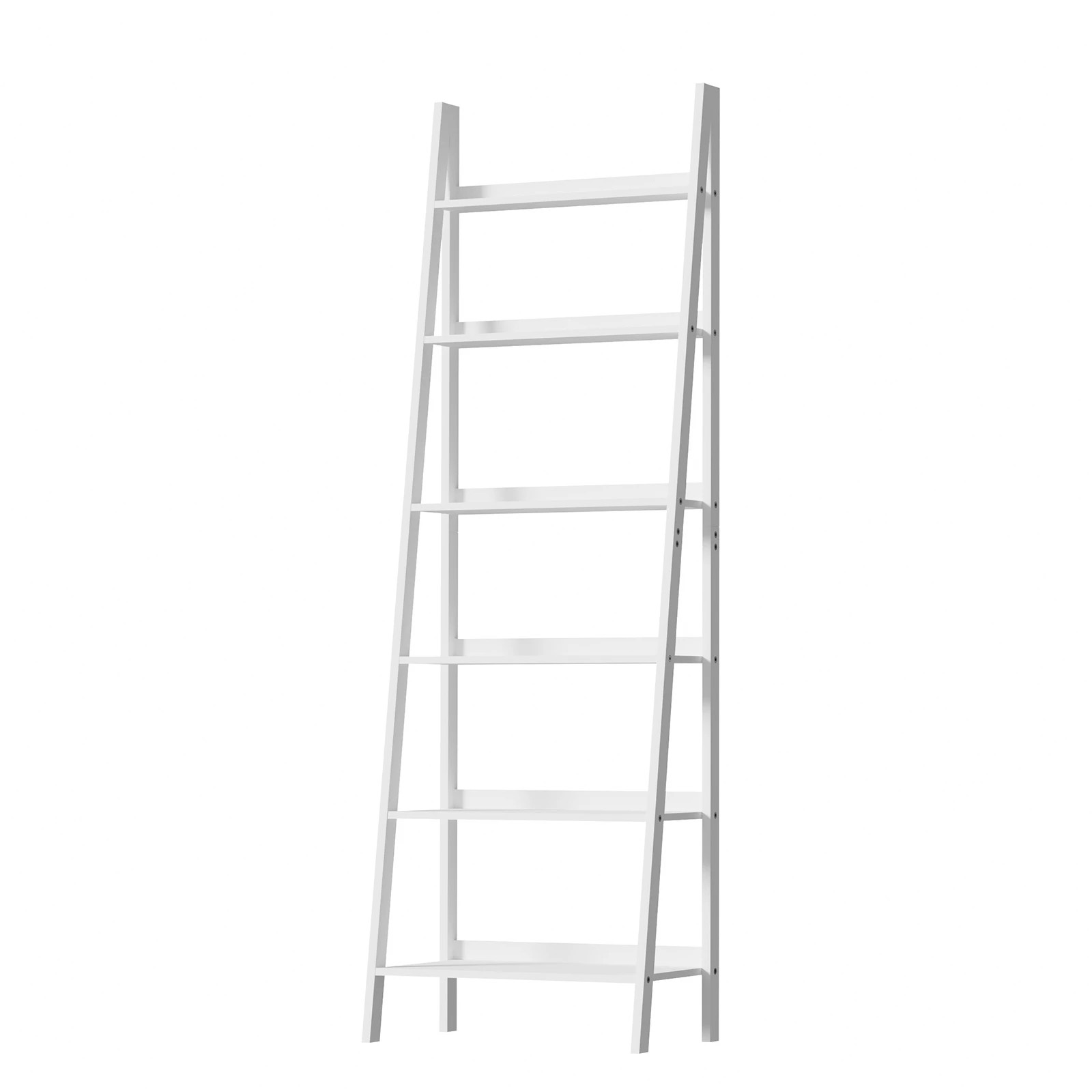 1 Oikiture Bookshelf 6 Tier Corner Ladder Shelf Home Storage Display Rack
 - White, 1 of 9