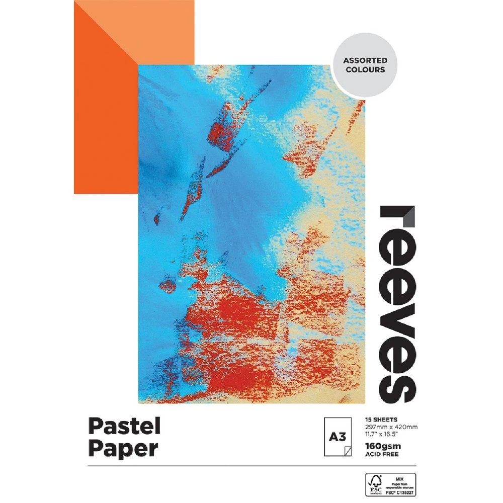 1 Reeves A3 Pastel Pad 160GSM 15 Sheets Assorted, 1 of 1
