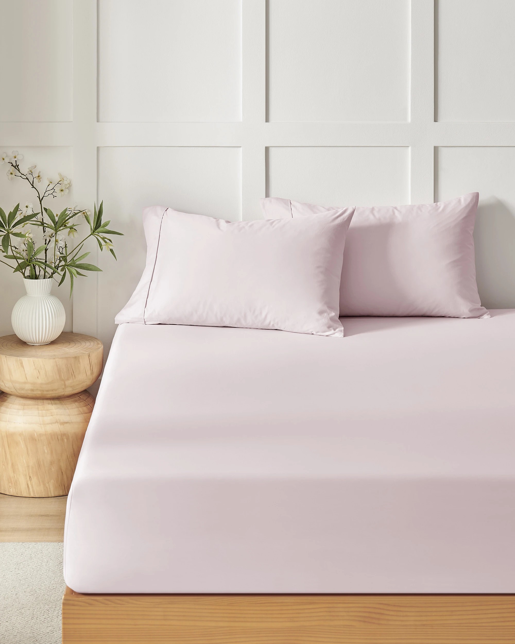 2 Dreamaker 400TC Premium Cotton Sateen Fitted Sheet Set - King Bed - Petal, 2 of 7