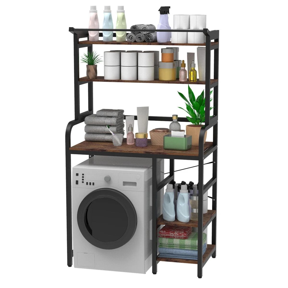 2 LUXSUITE Over The Toilet Shelf Laundry Storage Rack 5 Tier Space Saver Towel Bathroom Organiser Shelves, 2 of 5