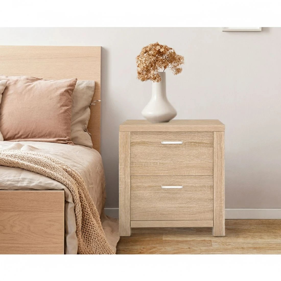5 Artiss 2x Bedside Table 2 Drawers - Natural, 5 of 6