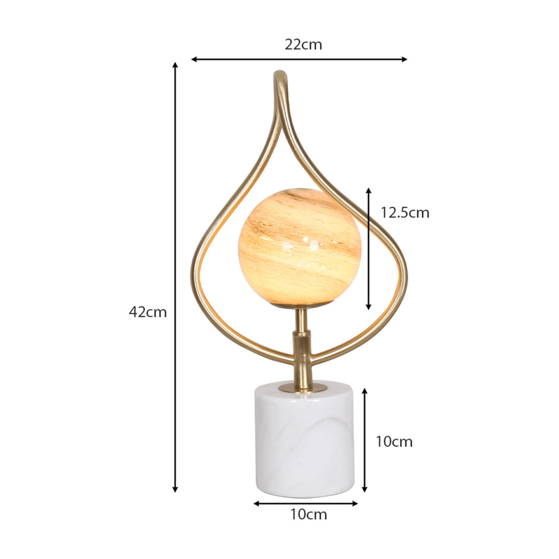 3 Sarantino Sculptural Orange Glass Table Lamp With White Marble Base, 3 of 5