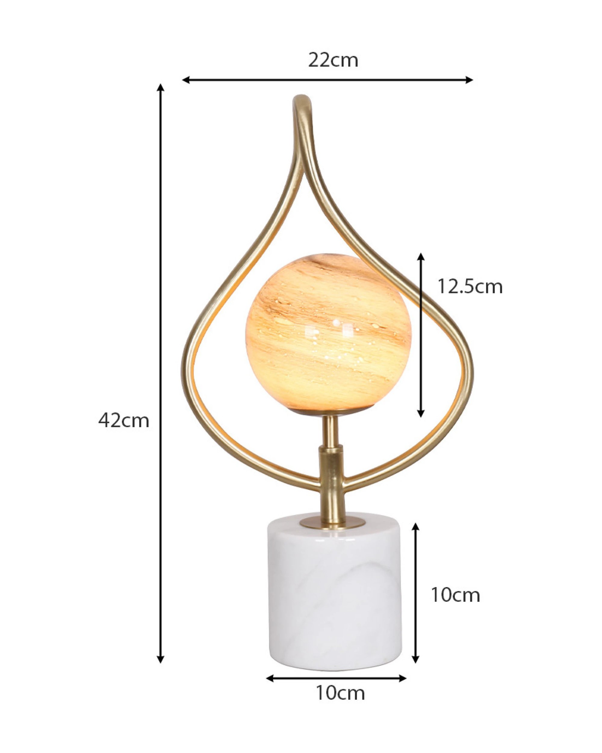3 Sarantino Sculptural Orange Glass Table Lamp With White Marble Base, 3 of 5