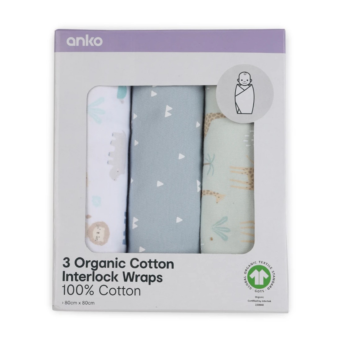 3 3 Pack Organic Cotton Interlock Wraps - Safari, 3 of 6