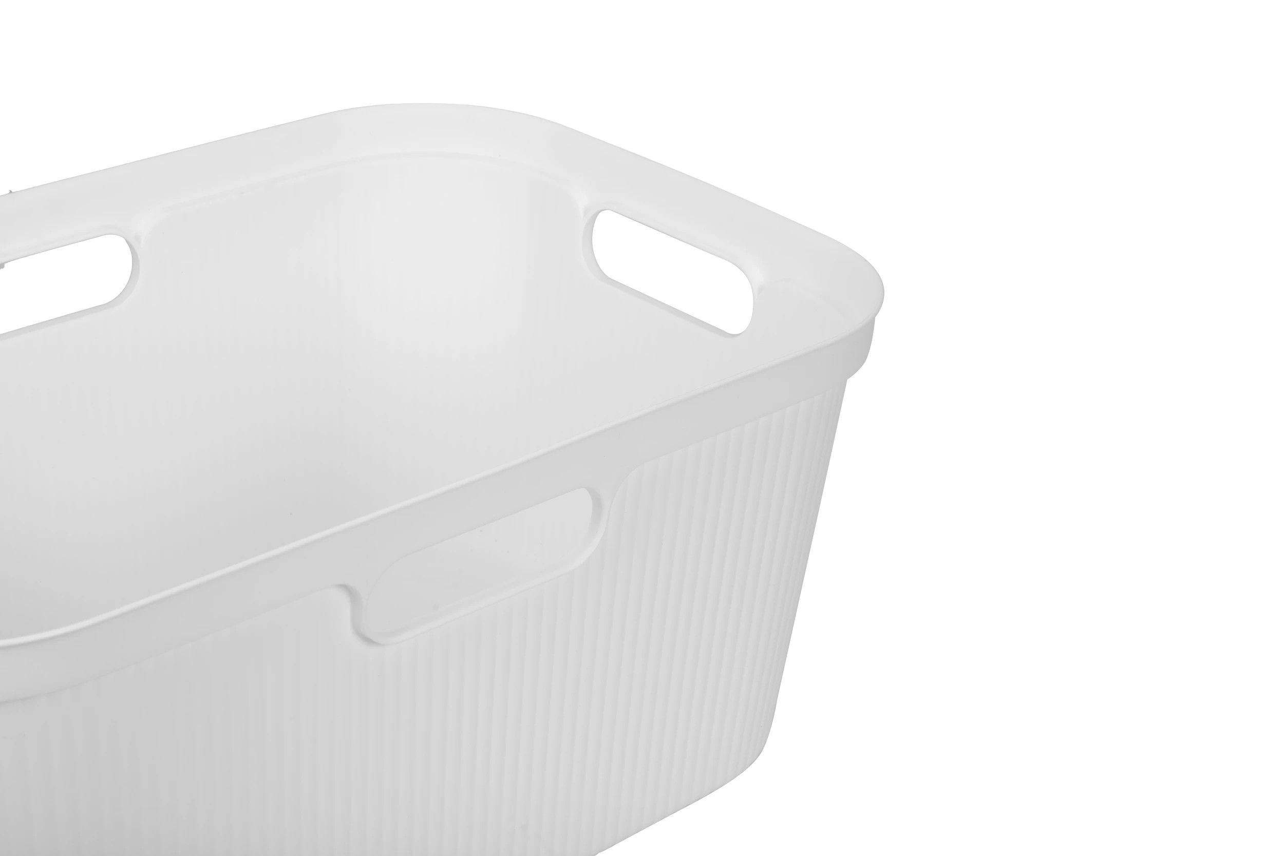 5 Ribbed Laundry Basket - White, 5 of 5