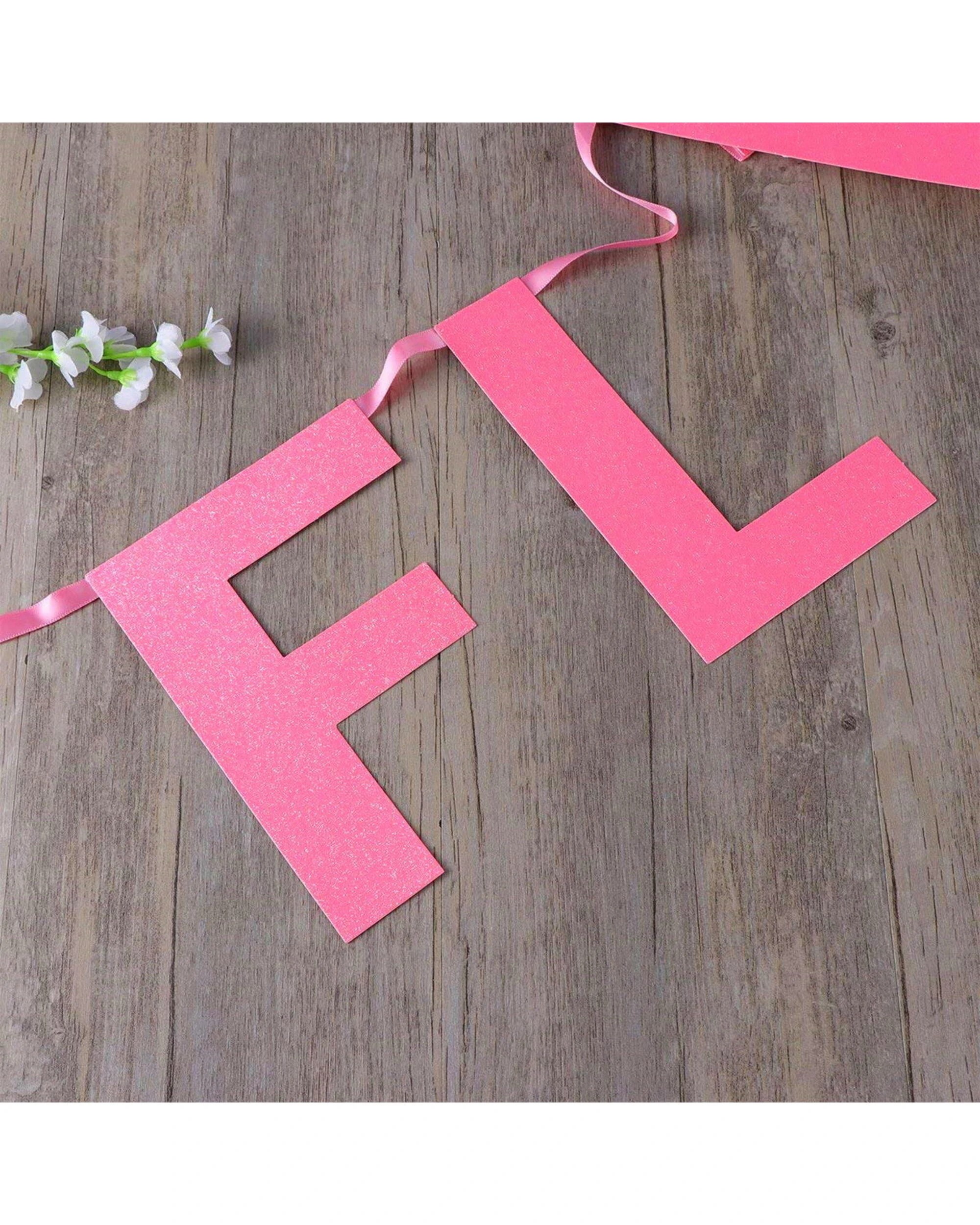 2 Party Maker Pink Glitter Let's Flamingle Letter Banner, 2 of 3