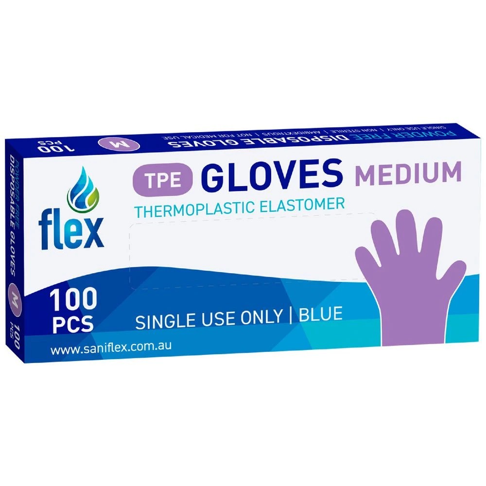 1 Disposable Thermoplastic Gloves Medium 100 Pack Blue, 1 of 1