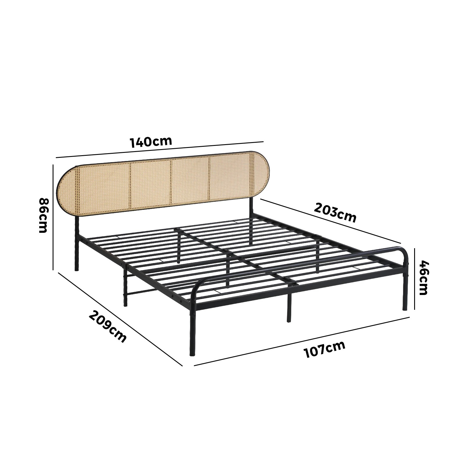 9 Oikiture Bed Frame King Single Metal Base Platform With Rattan Headboard
 - Black, 9 of 9