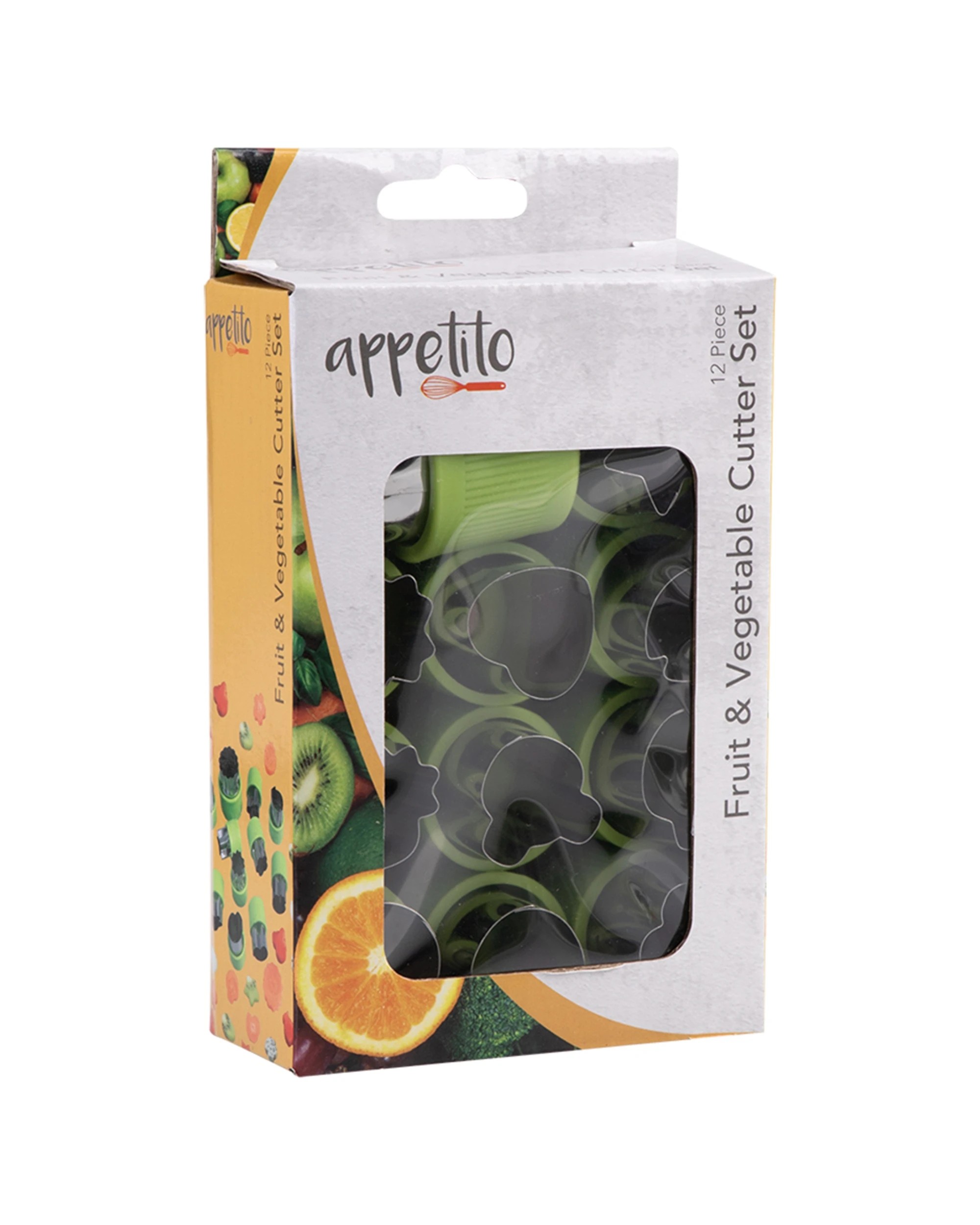 4 Appetito 12pc Fruit And Vegetable Cutters Set Shapes For Kitchen Tools - Green, 4 of 5