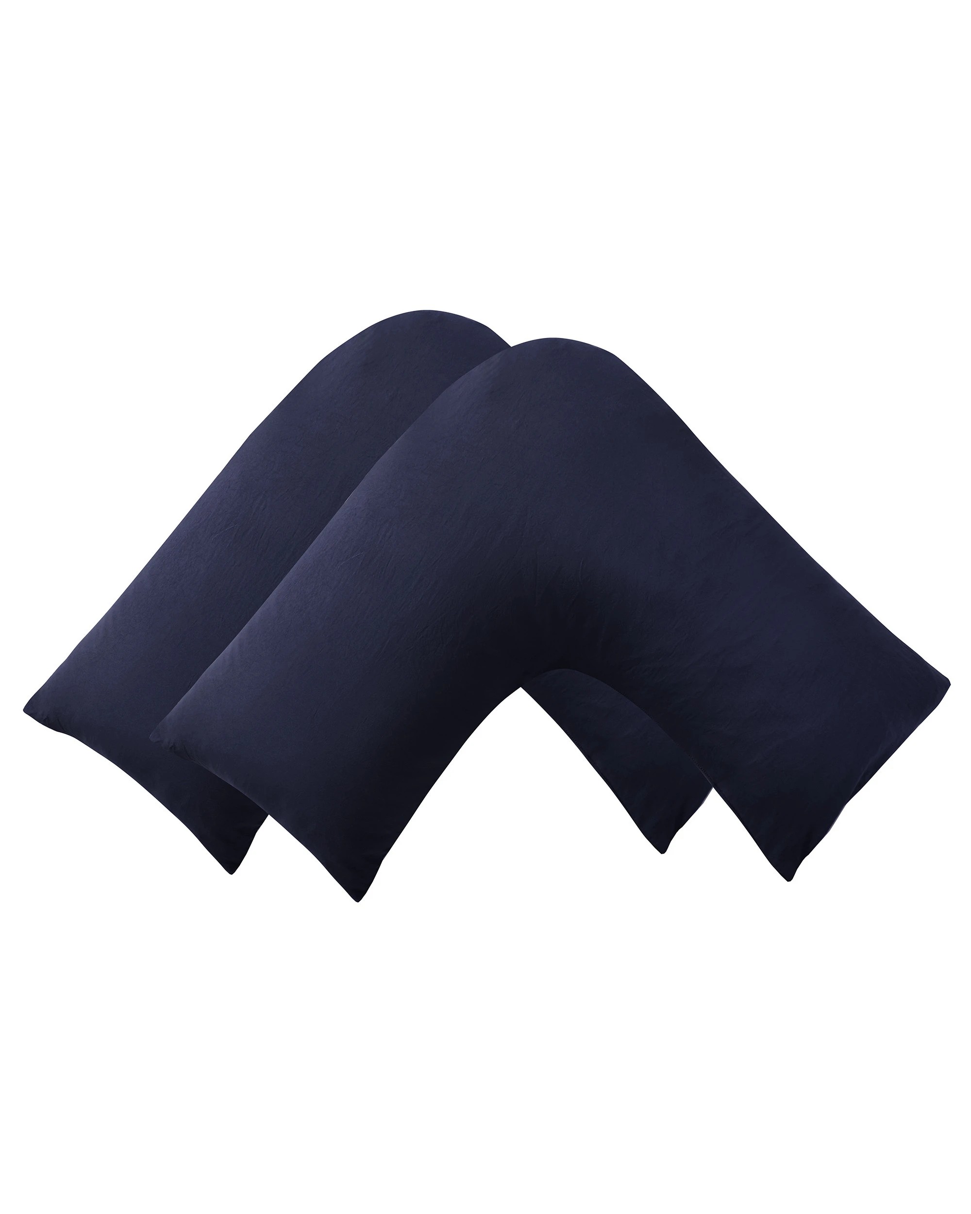 2 Dreamaker Superfine Washed Microfibre V-Shape Pillowcase Twin Pack - Navy, 2 of 5