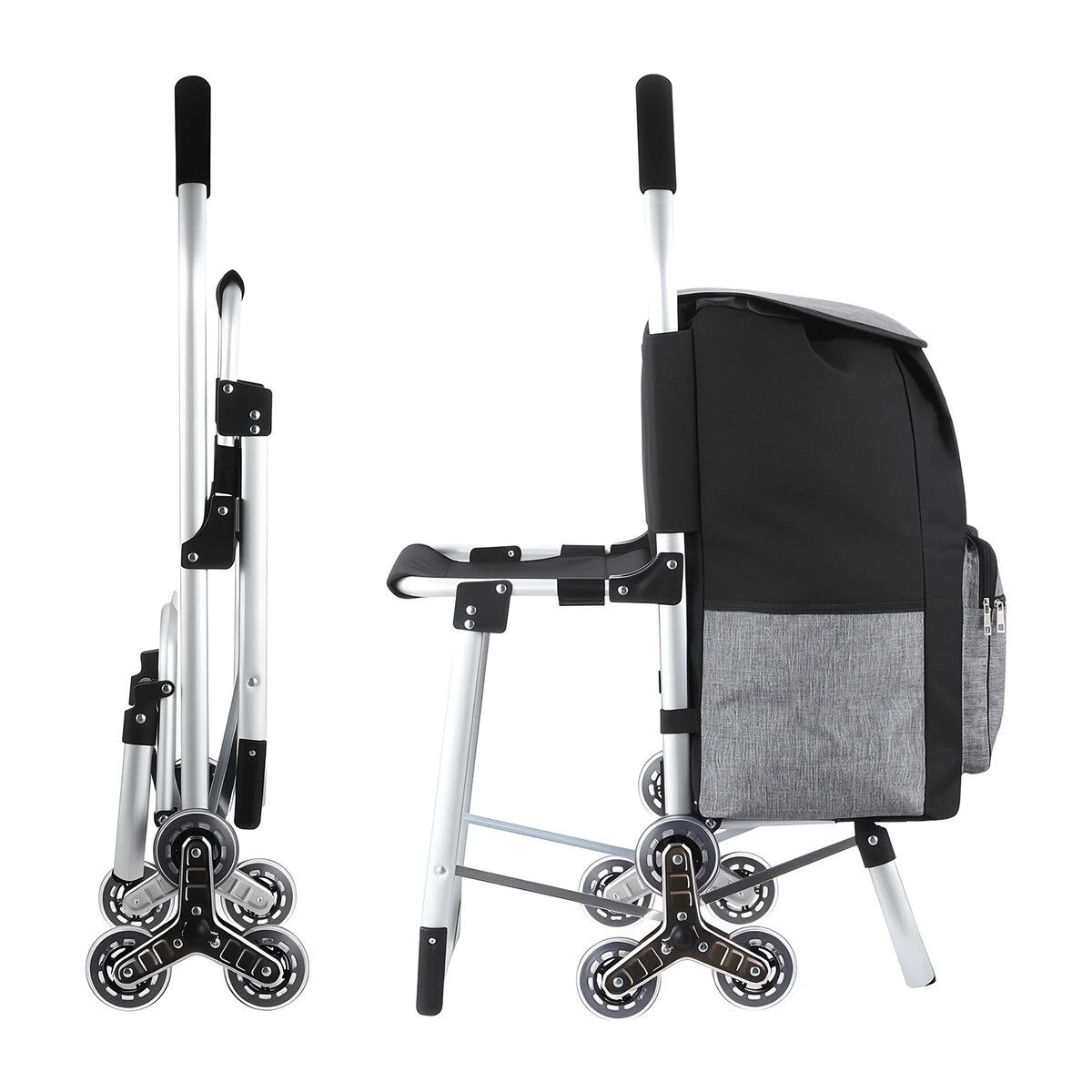 2 AUSWAY Shopping Cart Folding Trolley Dolly Grocery Bag Stair Climbing Wheels Waterproof, 2 of 3