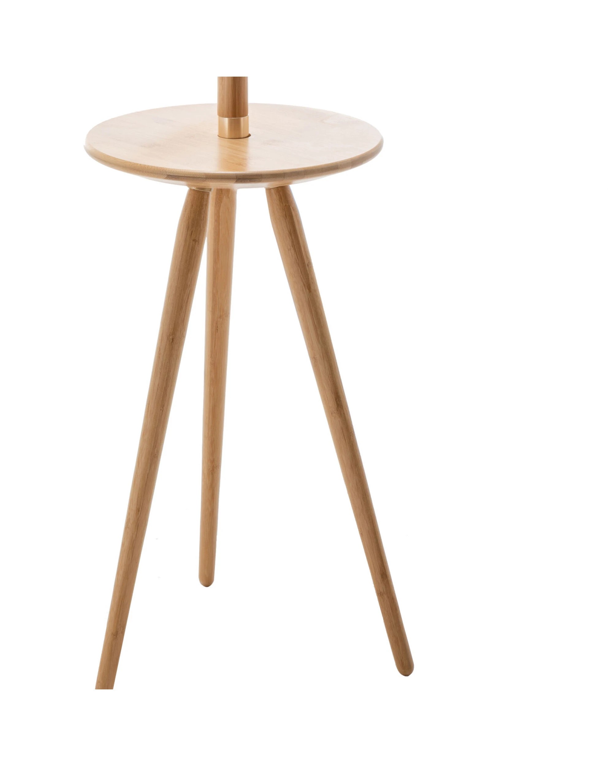 2 BR Home Adjustable Bamboo Tripod Floor Lamp with Linen Shade and Built-In Table, 2 of 9