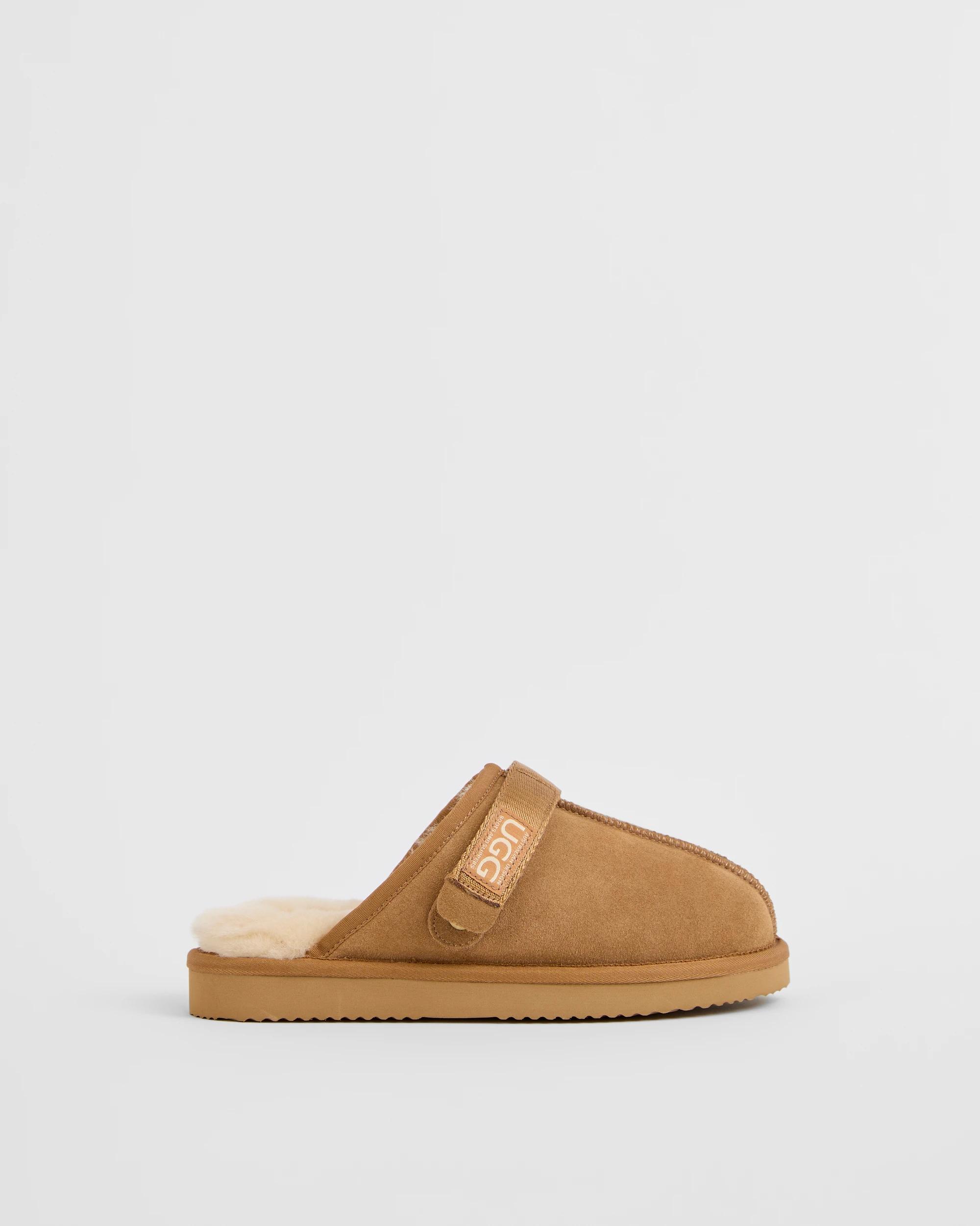 1 Australian Design Ugg Boots and Slippers Australian Design UGG Leather and Sheepskin Mule Flats CHESTNUT, 1 of 3