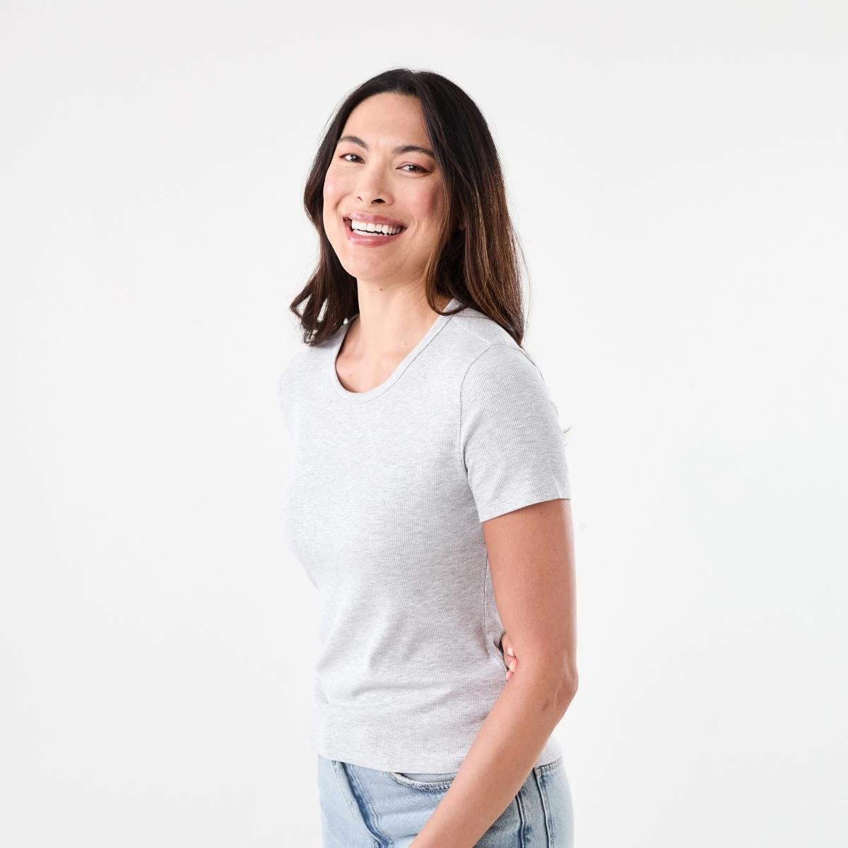 2 Short Sleeve Rib Crew Neck T-shirt SILVER MARLE, 2 of 5