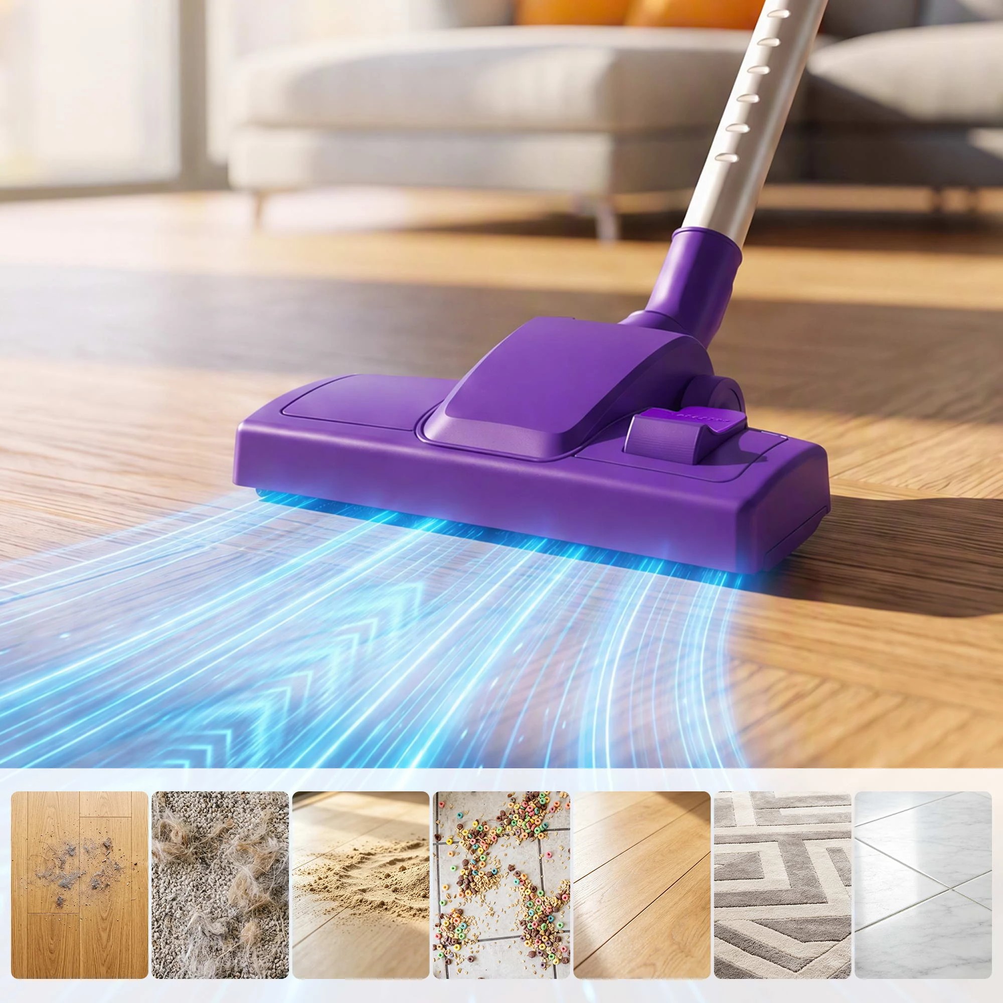 9 Devanti 3-in-1 Corded Stick Vacuum Cleaner, 16000Pa Strong Suction, - Purple, 9 of 9