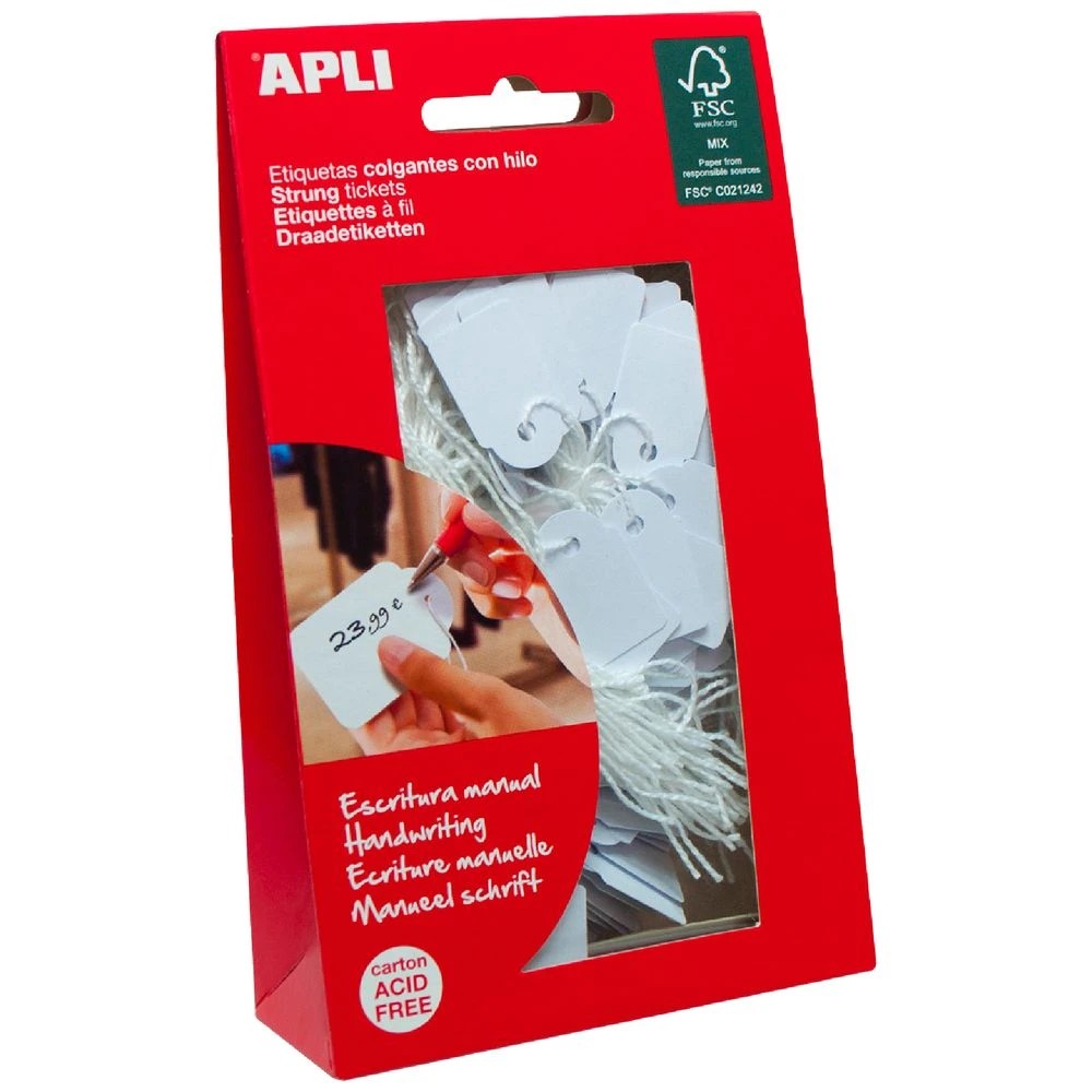 1 Apli 07011 Strung Tickets 22 x 35mm White 100 Pack, 1 of 1