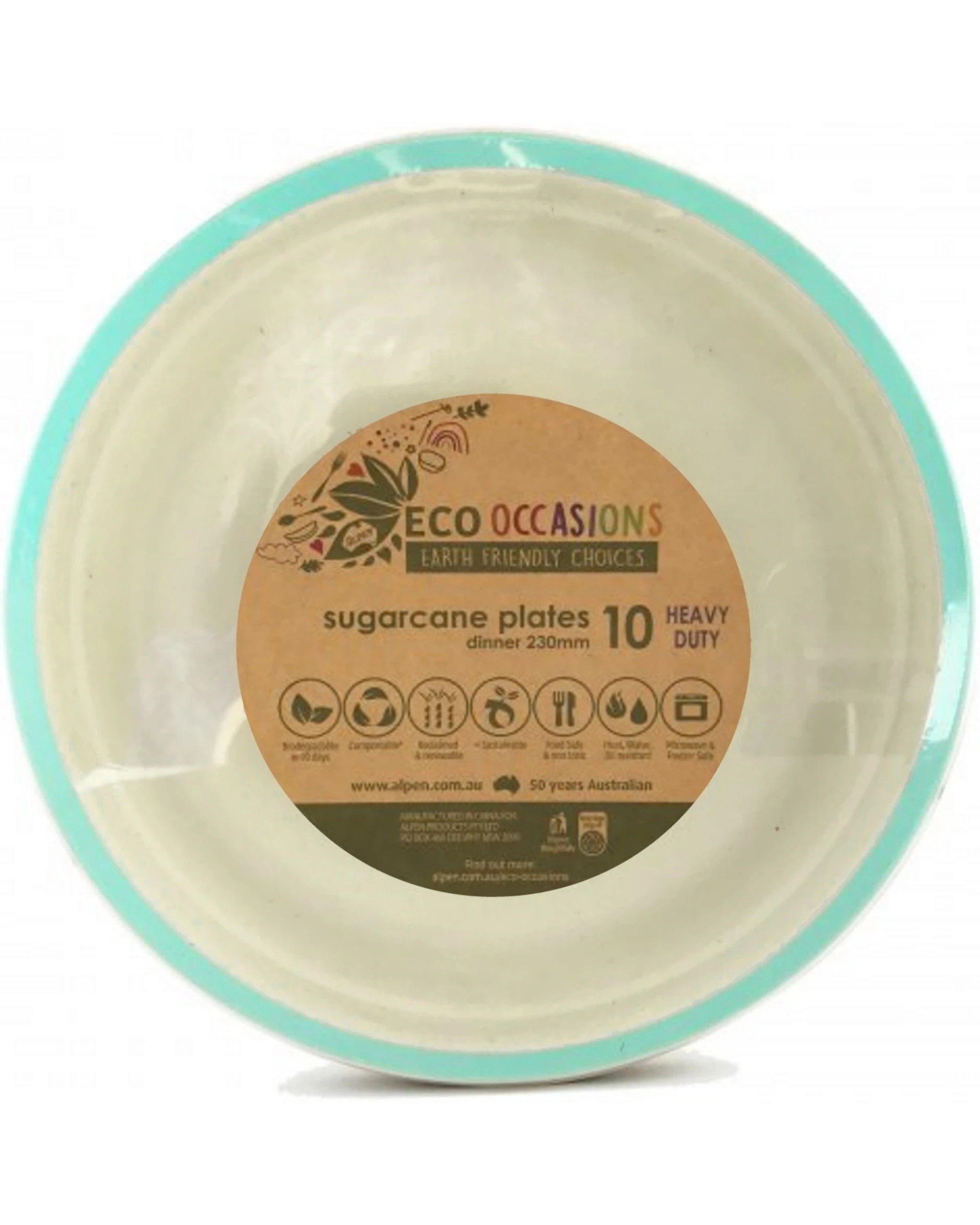 2 Alpen Mint Rim Sugar Cane Large Plates Pack of 10 - Green, 2 of 3