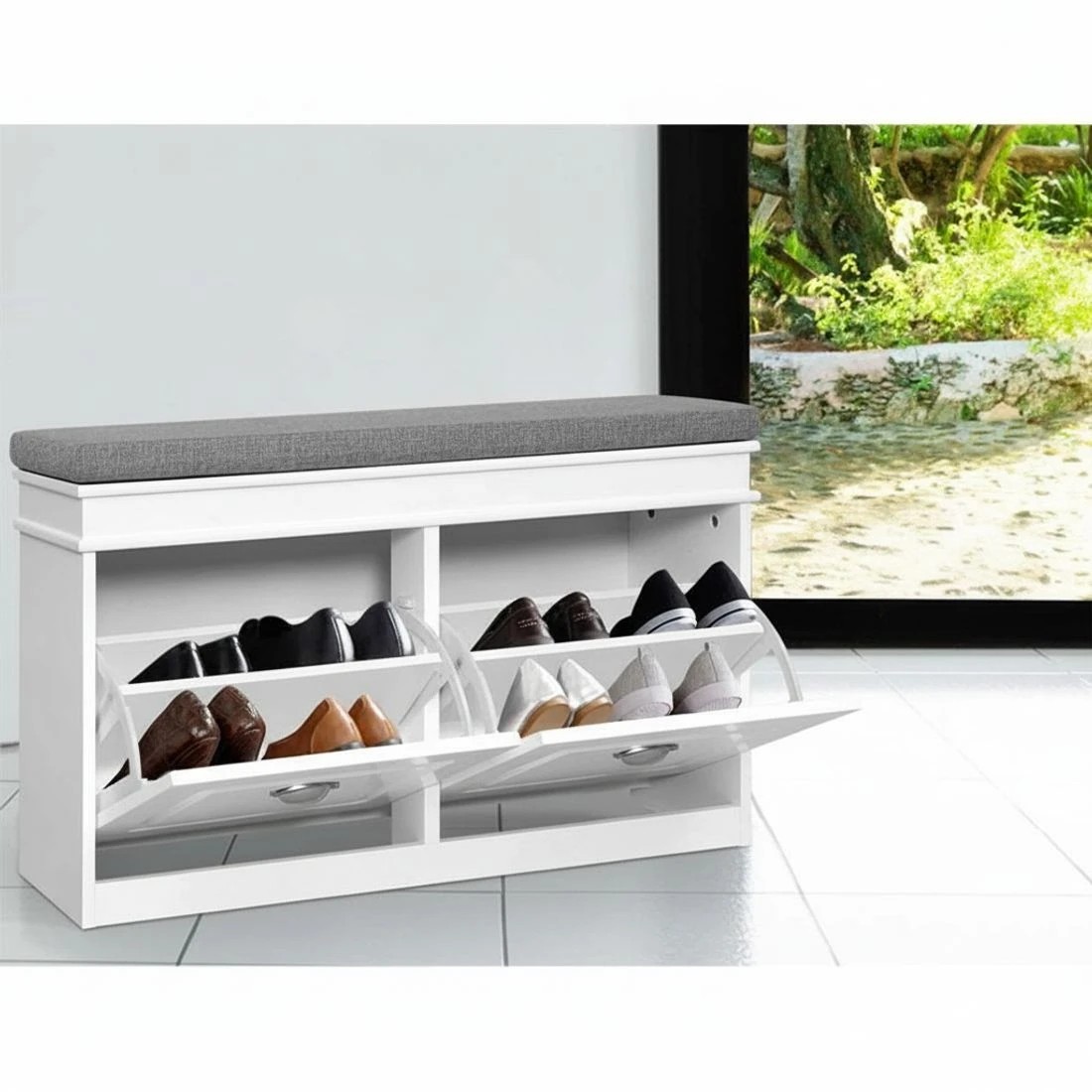 4 Artiss Shoe Rack Cabinet Bench 8 Pairs - White, 4 of 4