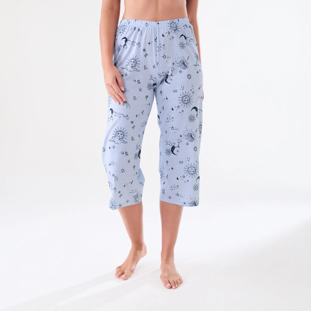 1 3/4 Print Knit Pants CELESTIAL HALOGEN BLUE, 1 of 4