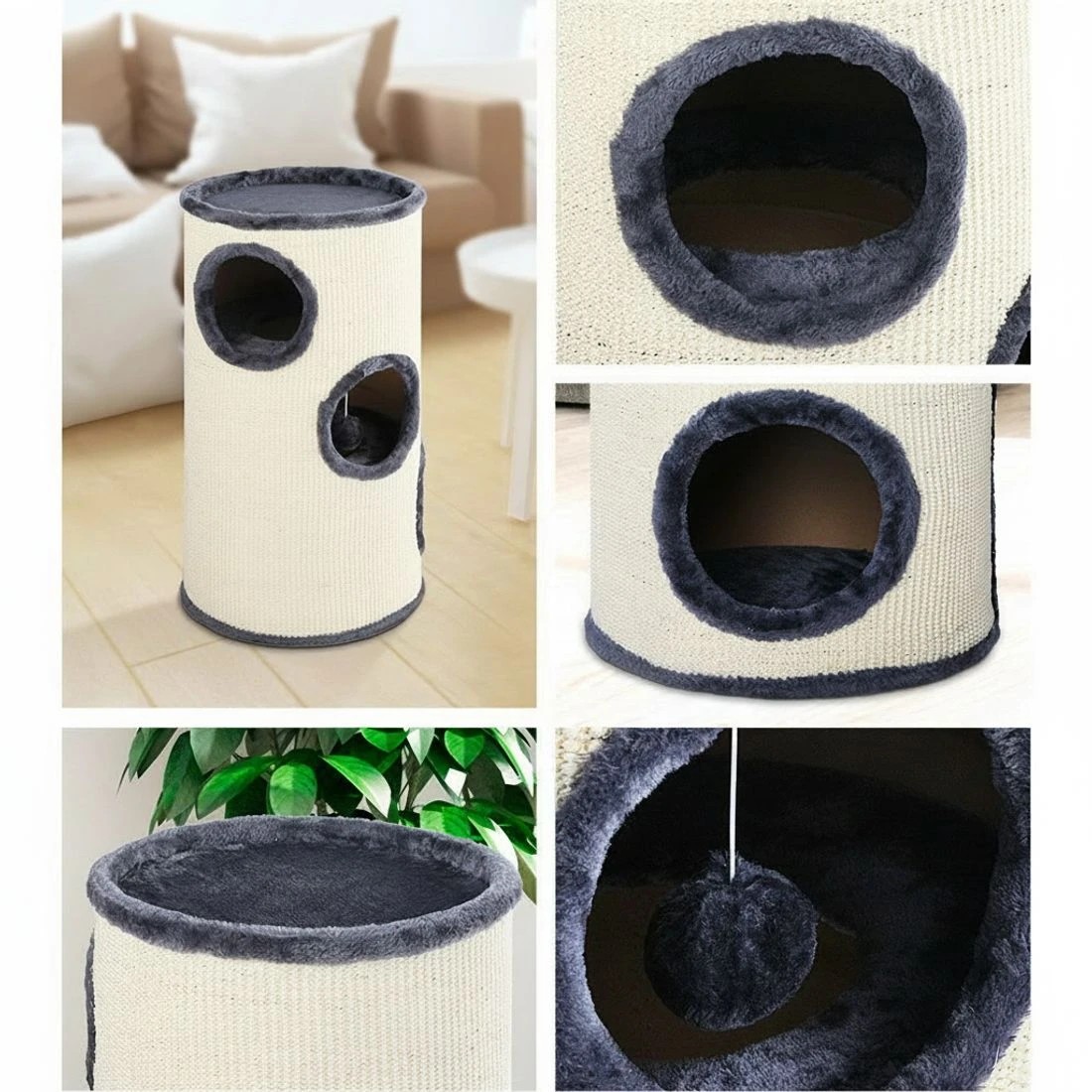 4 i.Pet Cat Tree 70cm Scratching Post Tower Scratcher Trees Wood Condo House Toys - Grey, 4 of 7
