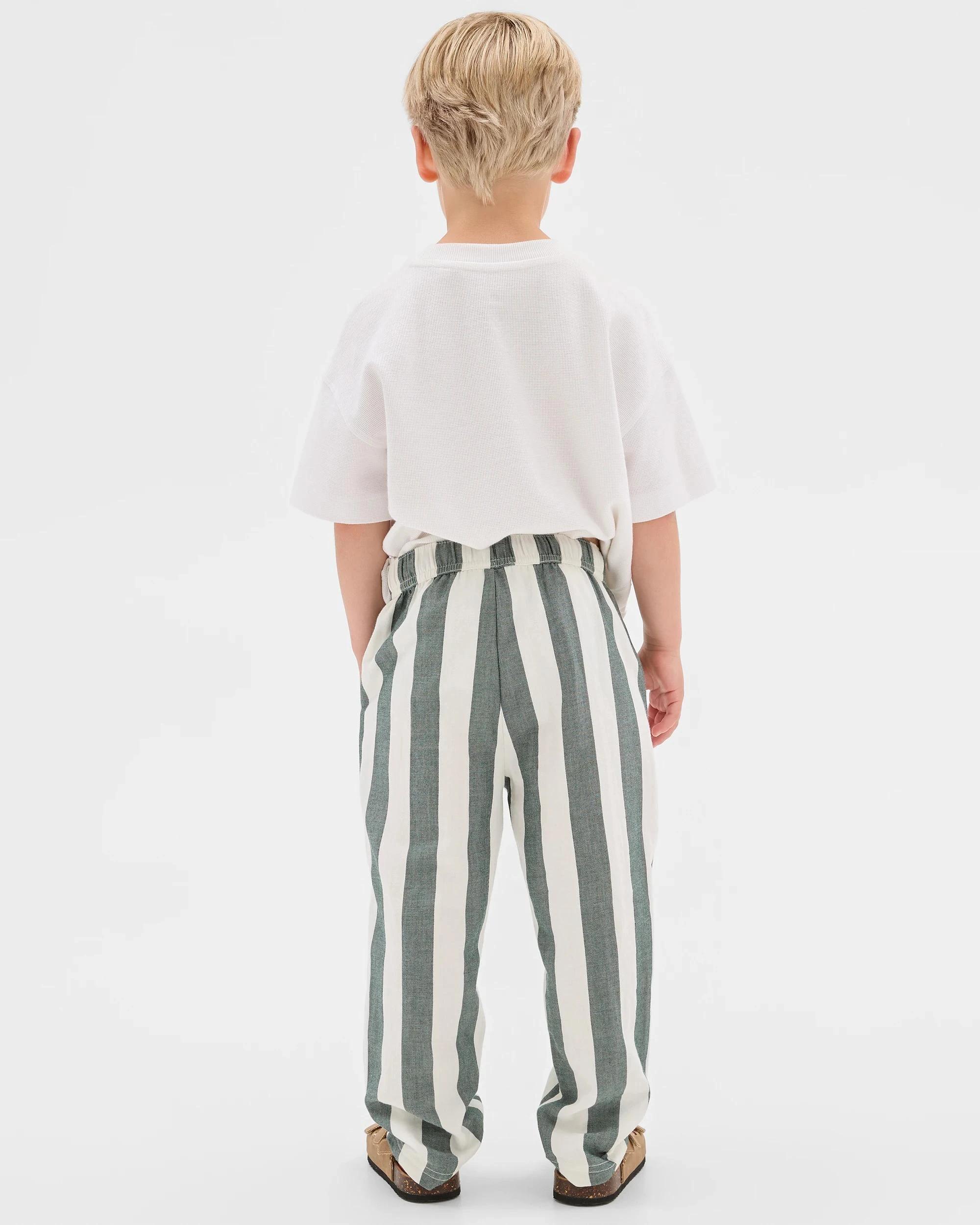 4 Target Kids Lightweight Woven Pull On Pants GREEN STRIPE, 4 of 7