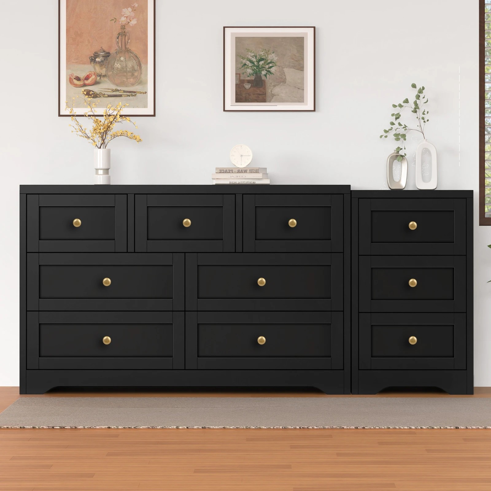 2 Alfordson 7 Chest of Drawers Bedside Table Bedroom Storage Hamptons - Black, 2 of 10