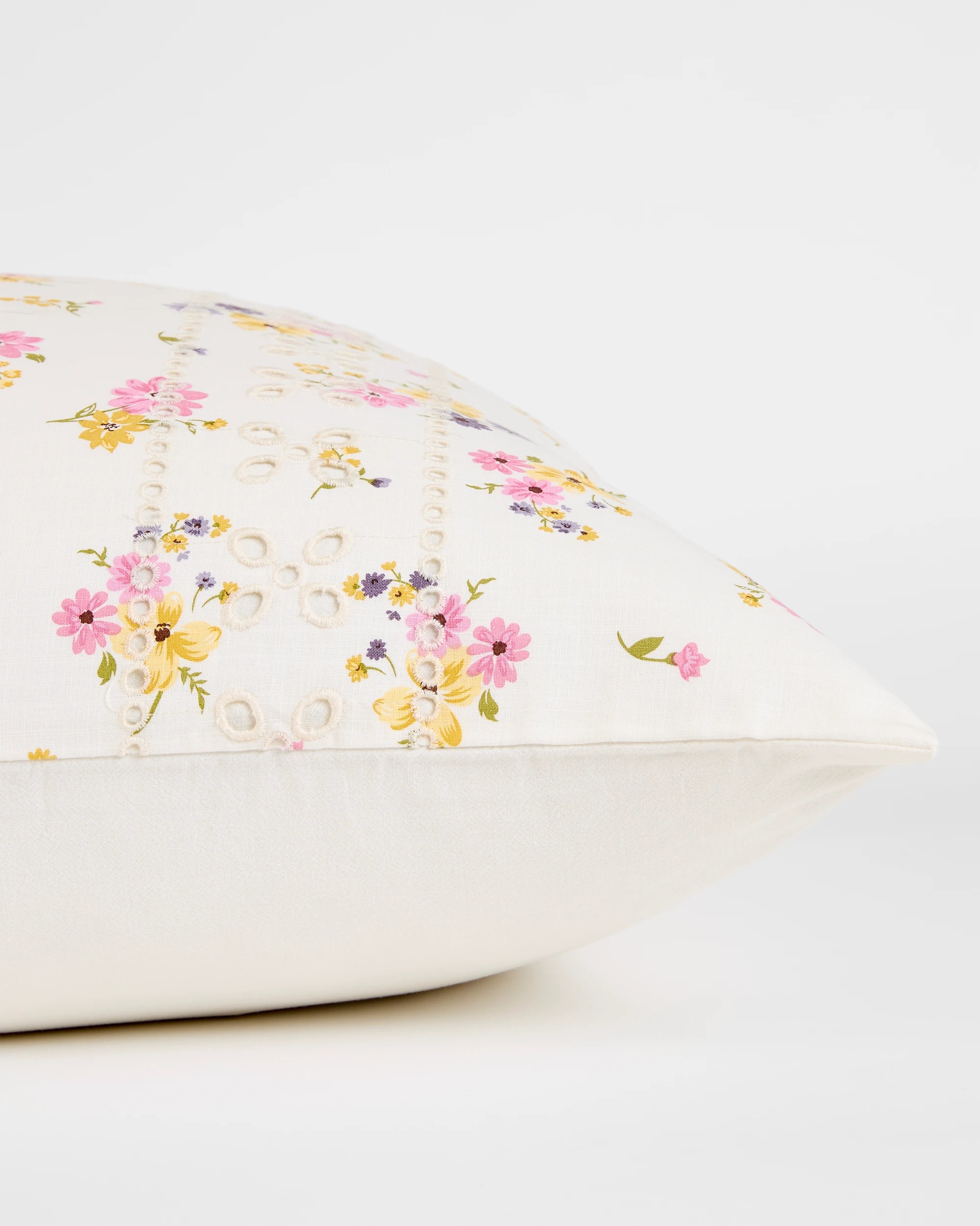 1 Target Dahlia Floral Embroidered European Pillowcase - Cloud - One Size - White, 1 of 2