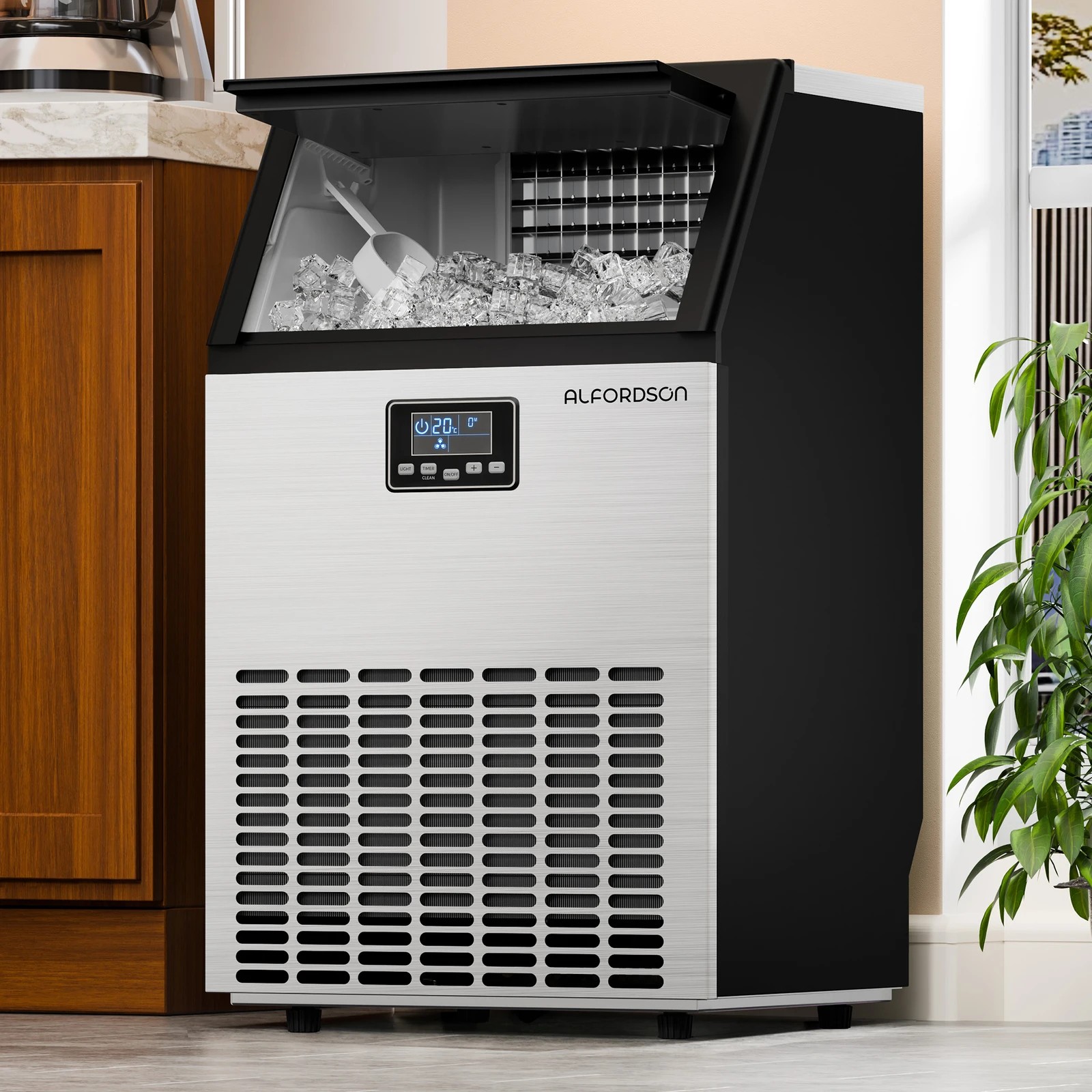 2 Alfordson Commercial Ice Maker Machine 45-60kg Ice Cube Stainless Steel - Black, 2 of 10