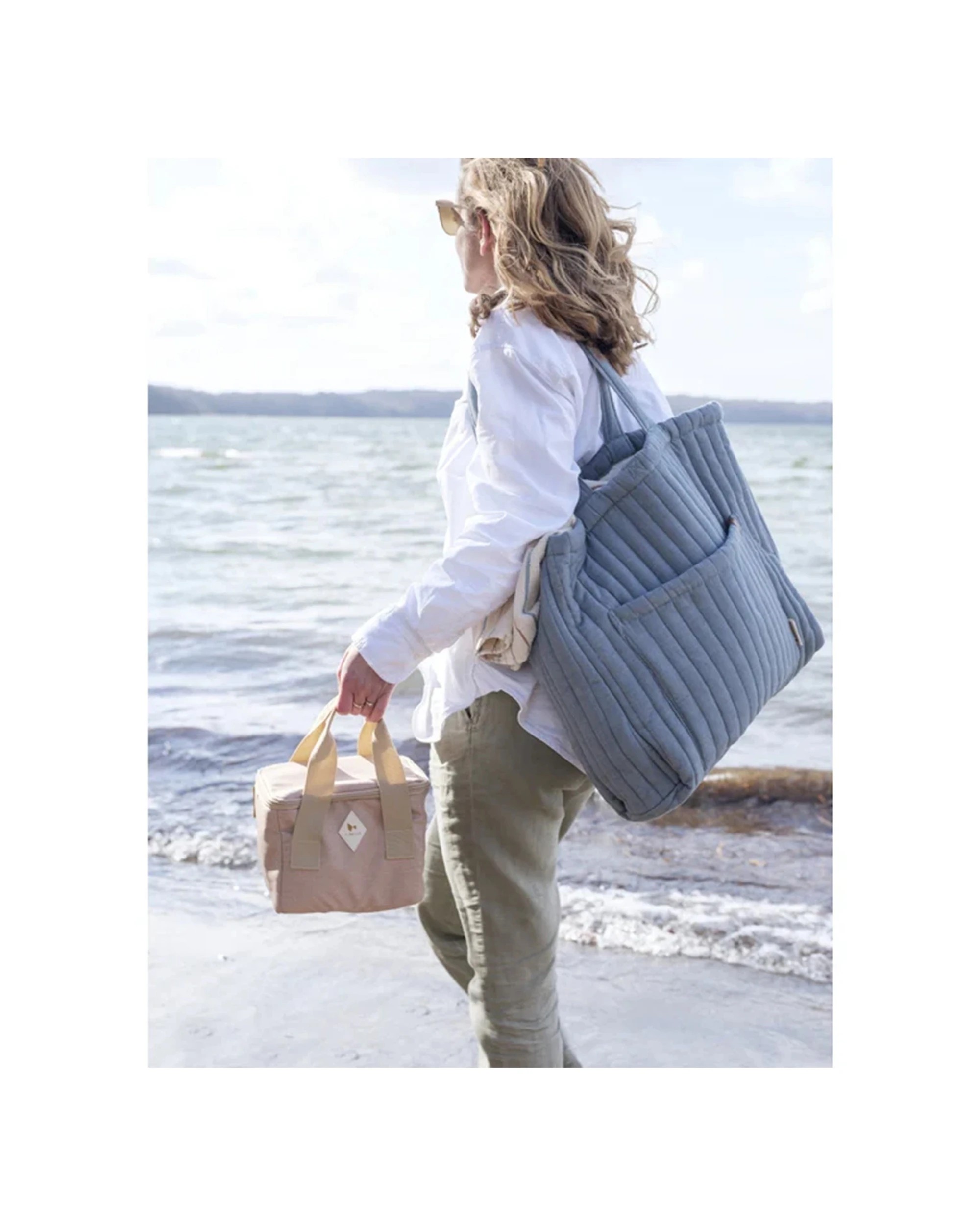 4 Fabelab Quilted Tote Bag Organic Cotton Recycled Fill 50x39cm - Blue, 4 of 4