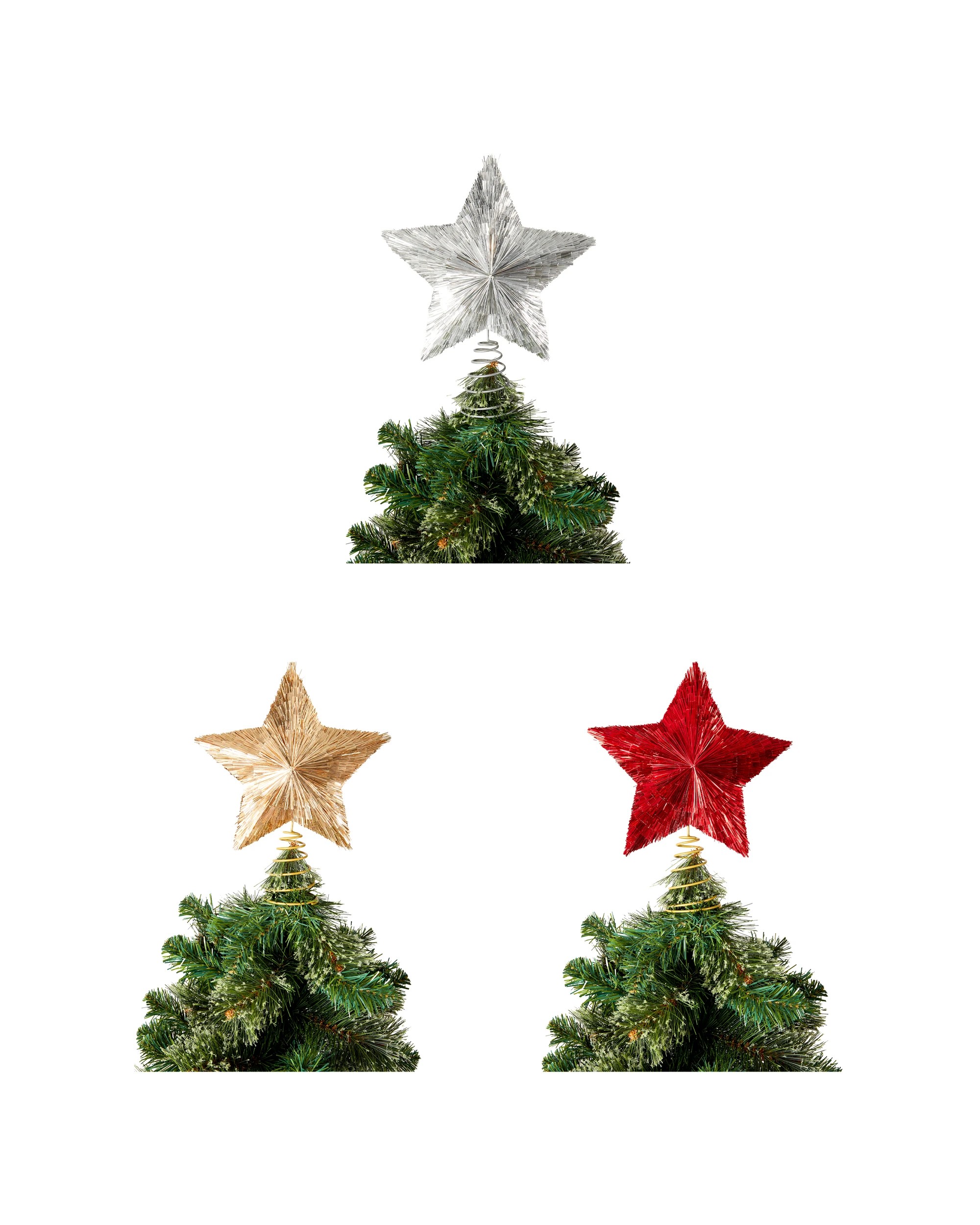 2 Tinsel Star Tree Topper - Assorted, 2 of 5