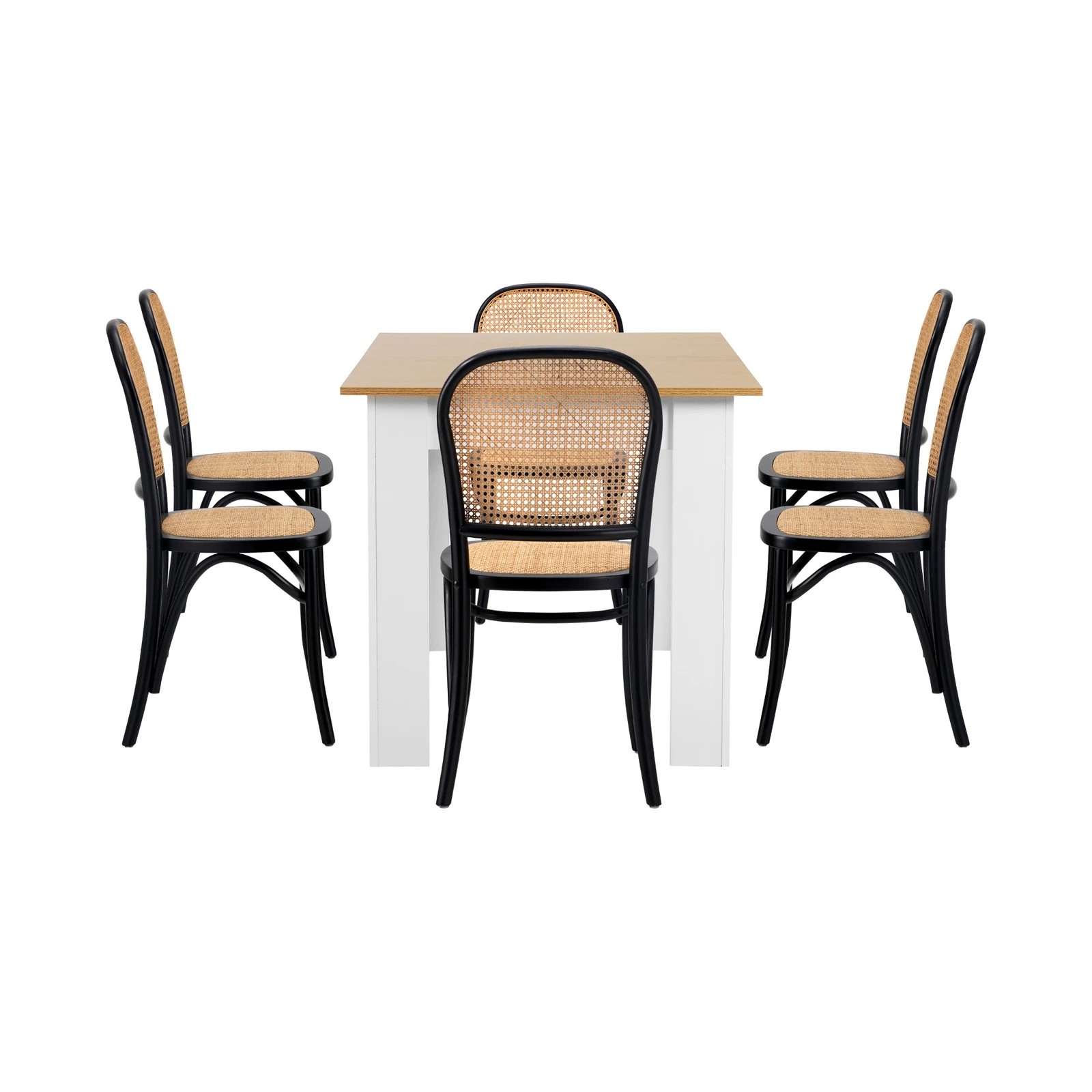 9 Oikiture 160cm Extendable Dining Table with 6PCS Dining Chairs Rattan - Multi, 9 of 9