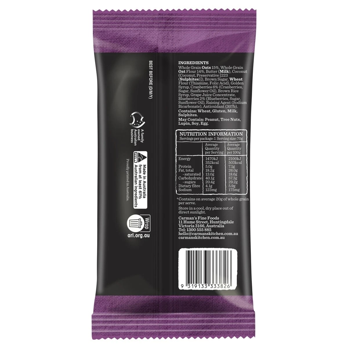 2 Carman's Oat Slice Cranberry and Blueberry 70g, 2 of 3