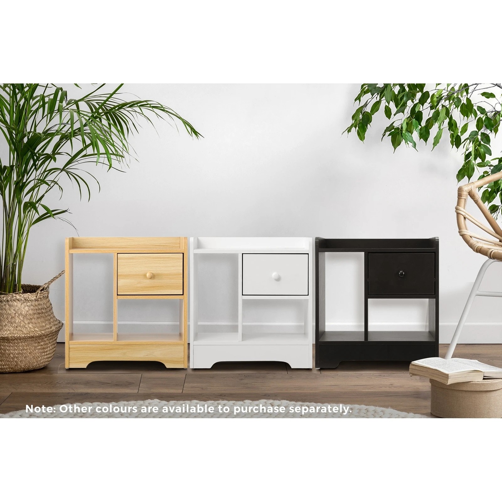 5 Oikiture Bedside Tables Set of 2 Side Table Nightstand Storage Shelf - White, 5 of 10