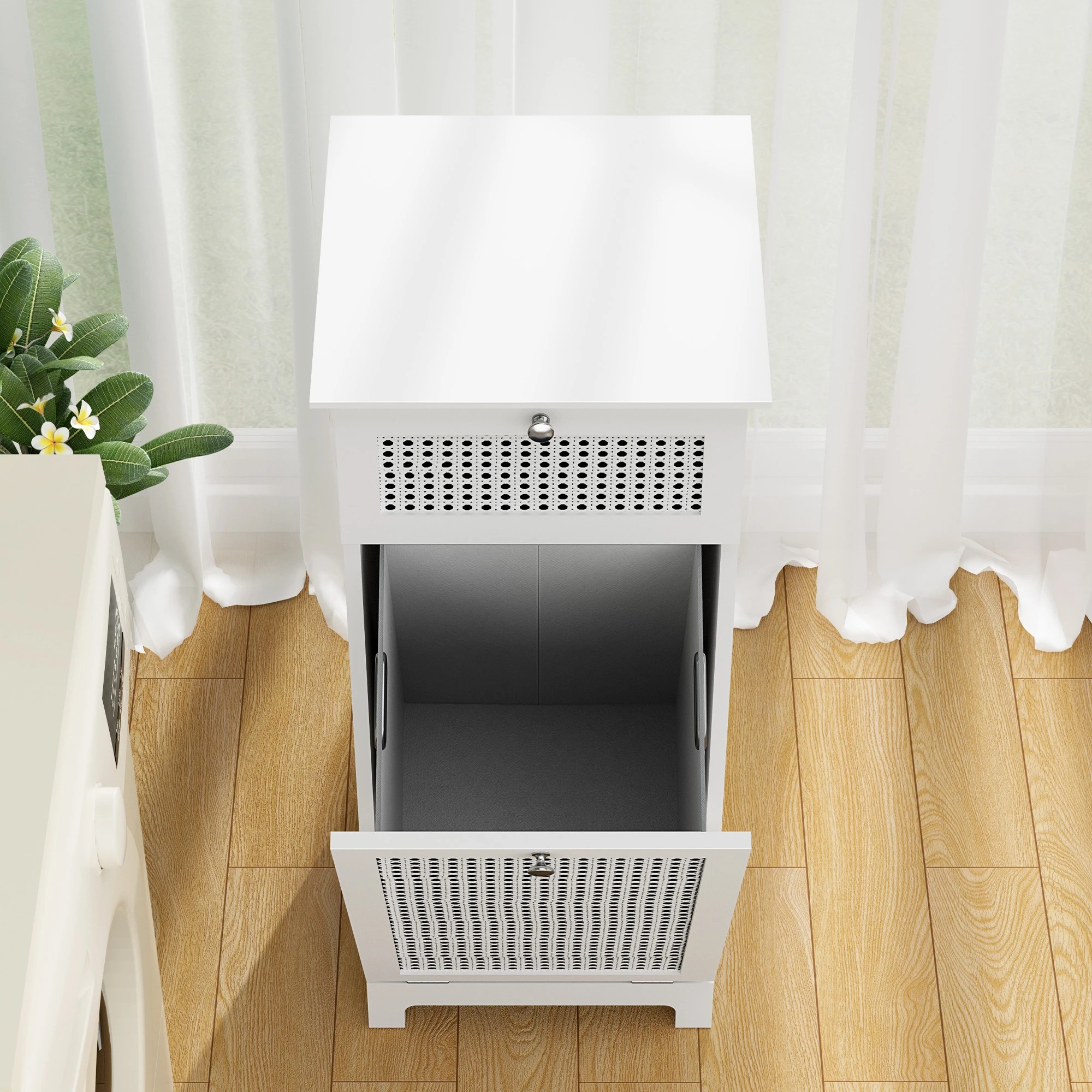 5 Artiss 2X Laundry Hamper Cabinet Bathroom Storage Rattan - White, 5 of 7