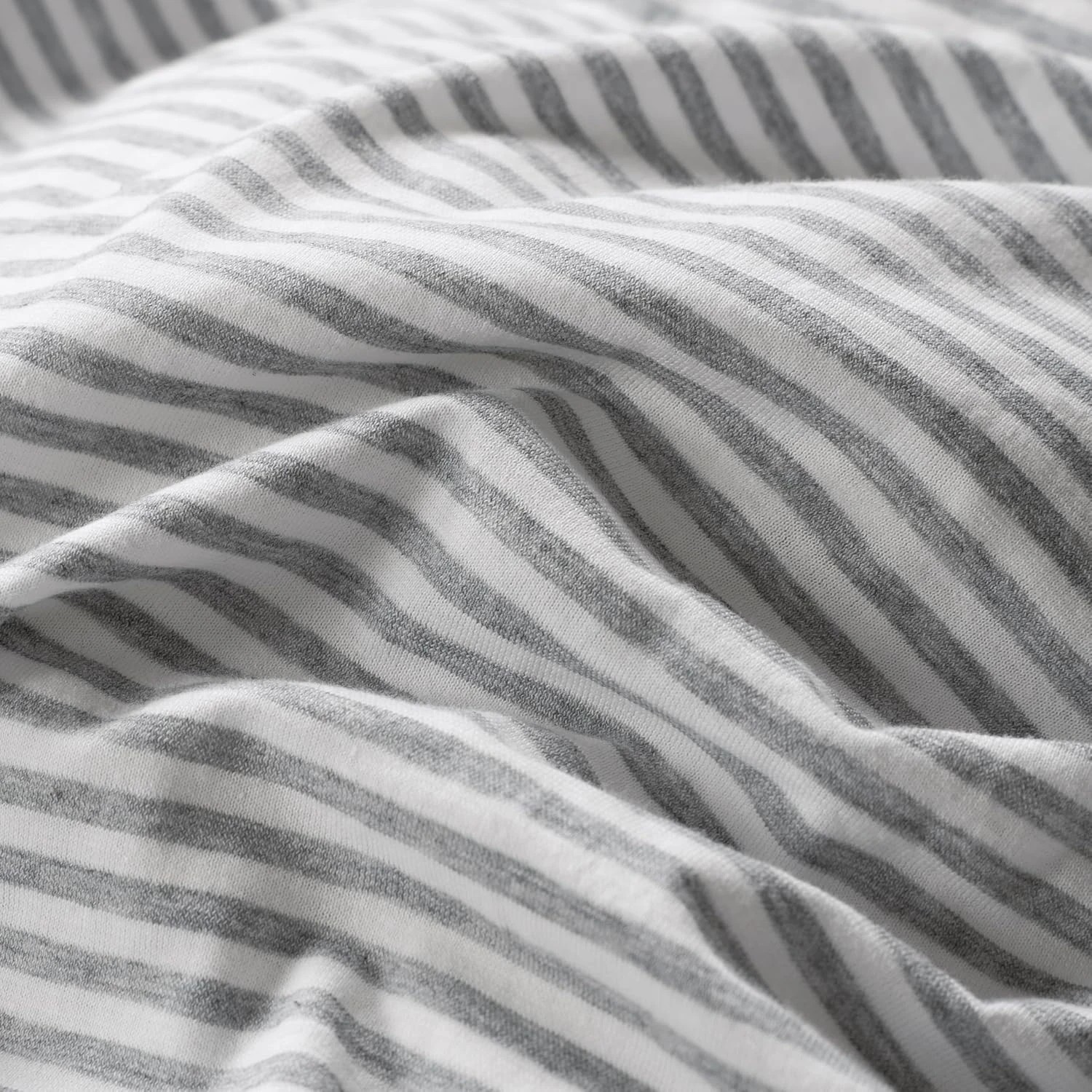 3 Gioia Casa Jersey Cotton Quilt Cover Set Soft Breathable Stretchy - Single Bed - Grey Stripe, 3 of 5
