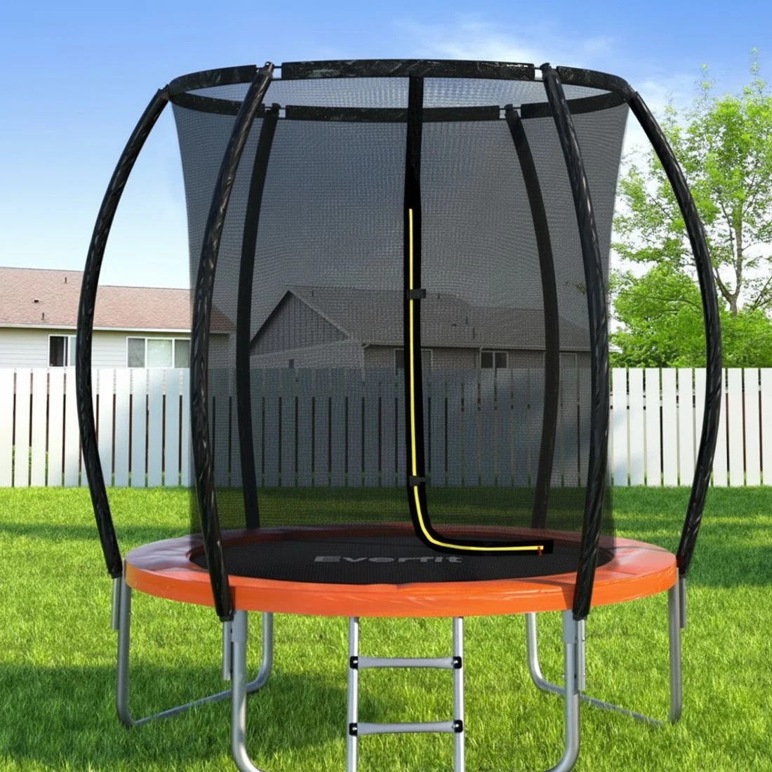 7 Everfit 6FT Trampoline for Kids w/ Ladder Enclosure Safety Net Rebounder - Orange, 7 of 7