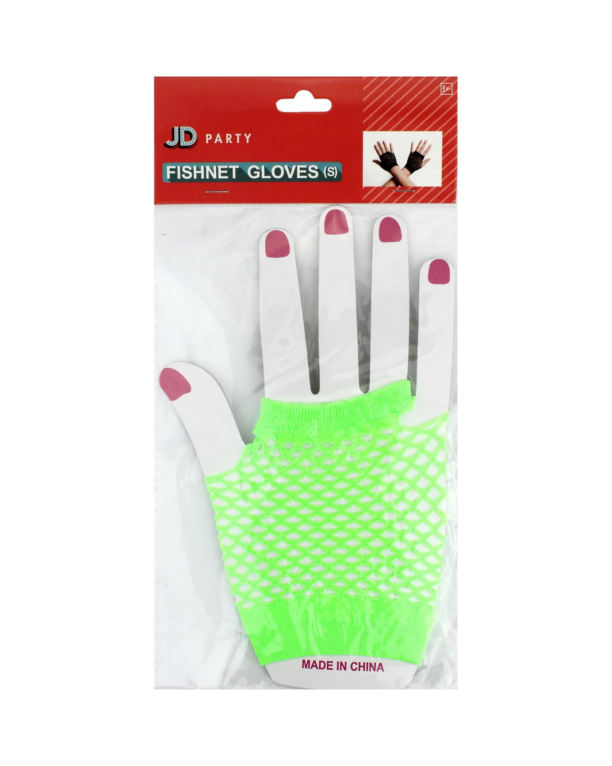 2 Partyrama Neon Short Fingerless Fishnet Gloves - One Size - Green, 2 of 2