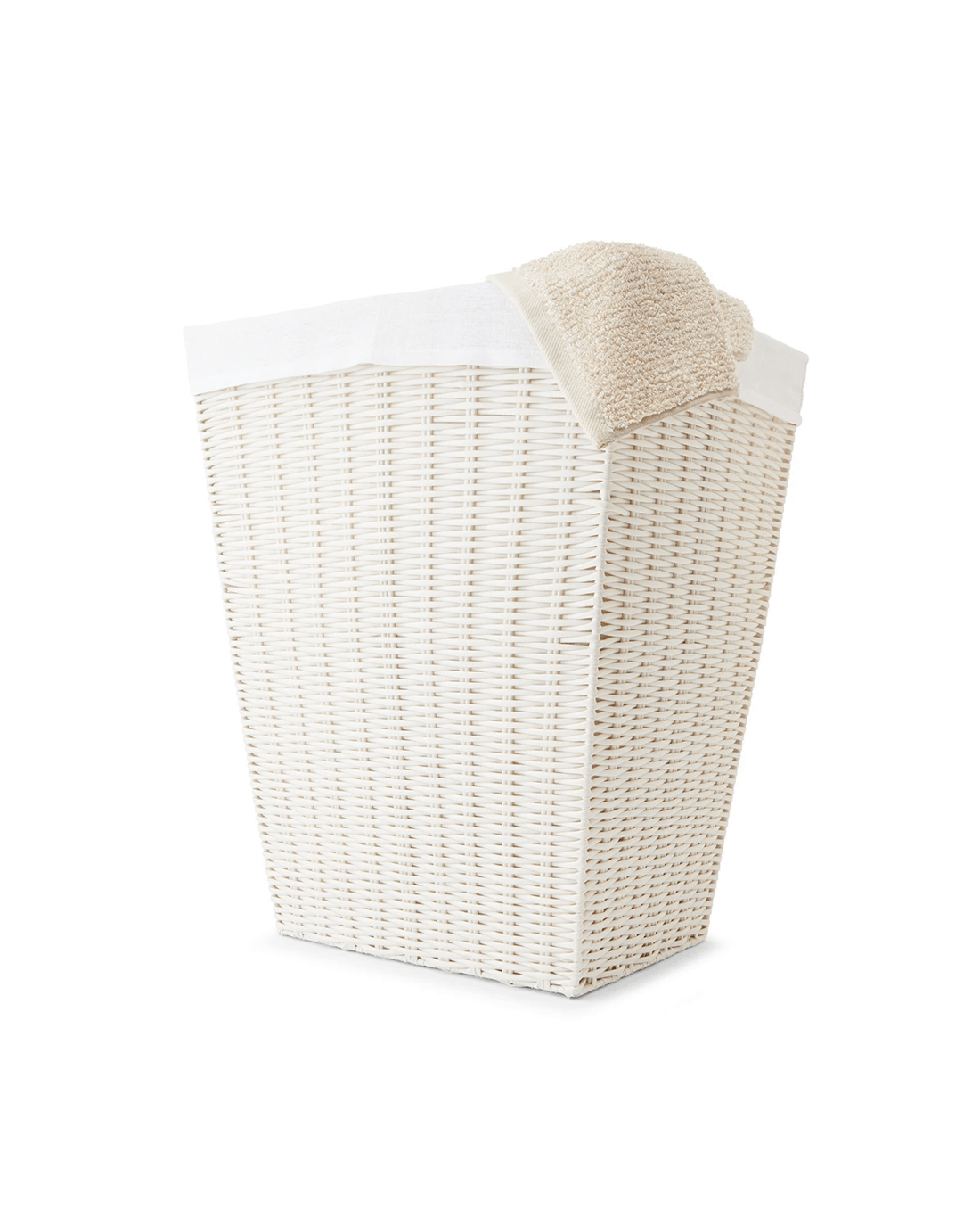 1 Rattan Look Hamper with Liner - White, 1 of 7